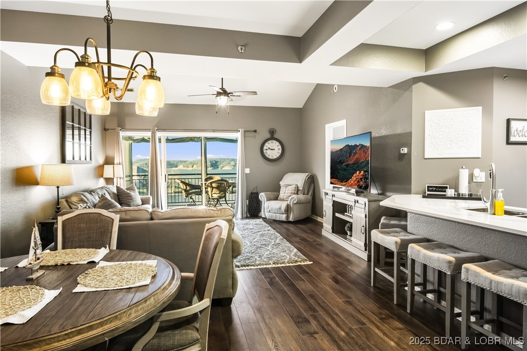 Welcome to your dream retreat! This immaculate 3-bedroom, 2-bath condo at Westshore Falls offers unparalleled privacy as a top-floor end unit, with no neighbors above to disrupt your serene escape. Experience stunning views and breathtaking sunsets from your spacious haven featuring vaulted ceilings that enhance the open and airy feel.  Meticulously updated, this condo showcases newer flooring, elegant quartz countertops, and stainless steel appliances, ensuring a modern and stylish living environment. The tasteful color scheme and quality furnishings make it move-in ready!  Included with this incredible condo is a boat slip in dock 5,  perfect for both larger vessels (16x38 with shore power) and personal watercraft. Additionally, a garage is available for purchase, offering convenient storage for your lake gear and toys. This unique combination of features makes this property the ultimate package for lake living. Whether you're seeking a full-time residence or a luxurious getaway, this well-appointed condo is ready to welcome you home. Don’t miss your chance to own this slice of paradise at Westshore Falls!
