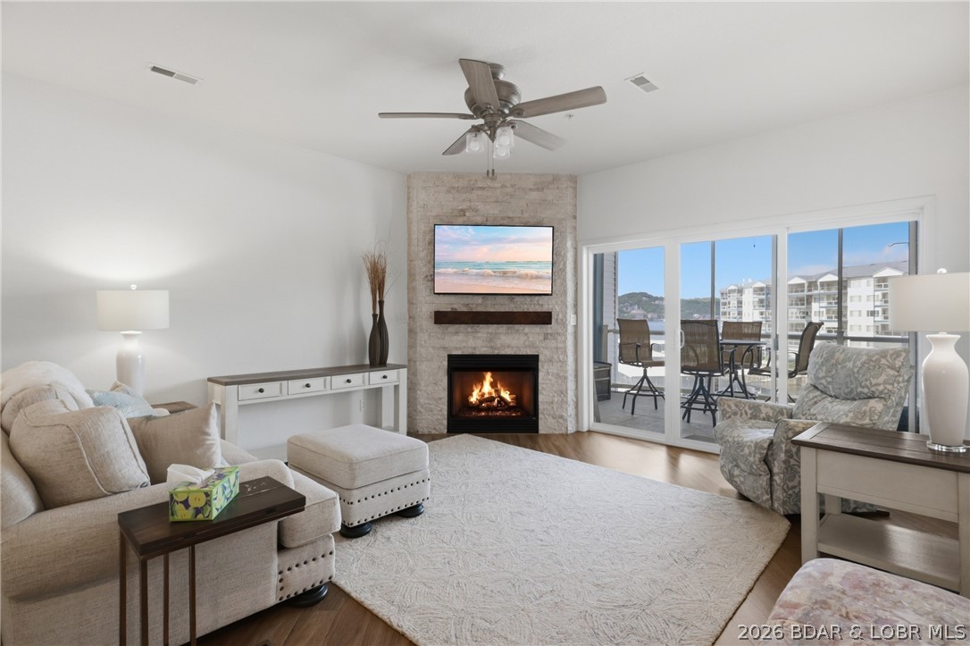 Wow!! Don't miss this Gorgeous walk-in unit at Beautiful Monarch Cove.   This up-to-date unit is turnkey and shows like a model.  Lots of updates on this unit to include new walk-in shower in the master bedroom, new shower doors on guest walk in shower, newer stainless appliances and a recent updated HVAC.  Sit on the lake side deck and marvel at the main channel views.  With the screened deck You won't be bothered by the pesky insects.  This complex is very close to town so it is easy to visit eating establishments and shopping.  You will also enjoy the three swimming pools, elevators, outdoor cooking by the main pool, and there is a boardwalk along the waterfront of the complex.  Don't pass this one up!!  Also, a one car garage is available for additiona l $$$$