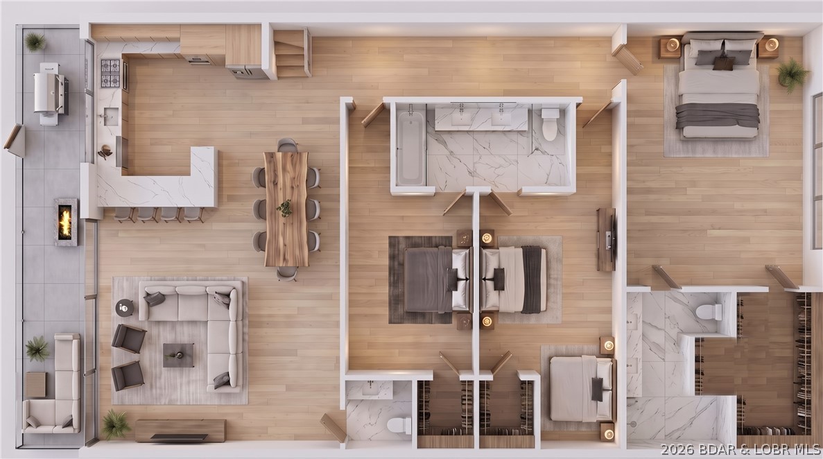 Introducing Native Ridge, an exclusive new development. Penthouse style luxury living. Each 3,500 SQFT residence pairs a massive 25' x 70' climate-controlled luxury locker Suite with a stunning 1,750 sq. ft., 3-bedroom, 2.5-bath home above, accessible by private elevator or staircase. The main level features 6-inch concrete floors with epoxy finish, upgraded metal interior walls, kitchenette, half bath, laundry hookups, oversized fan and a 16' x 15' insulated overhead door. Upstairs, soaring 14' ceilings showcase an open-concept great room with fireplace and designer kitchen featuring quartz or granite countertops, stainless appliances, custom soft-close cabinetry and crown molding with accent lighting. The luxurious primary suite offers a spacious walk-in closet, heated tile floors, dual vanity, walk-in shower with jetted tub and private water closet. Two guest rooms feature walk-in closets and a Jack-and-Jill bath. Native Ridge will offer an exceptional lifestyle with a clubhouse, pool, pickleball court, nature trails, boat ramp, lake access & boat slip availability.