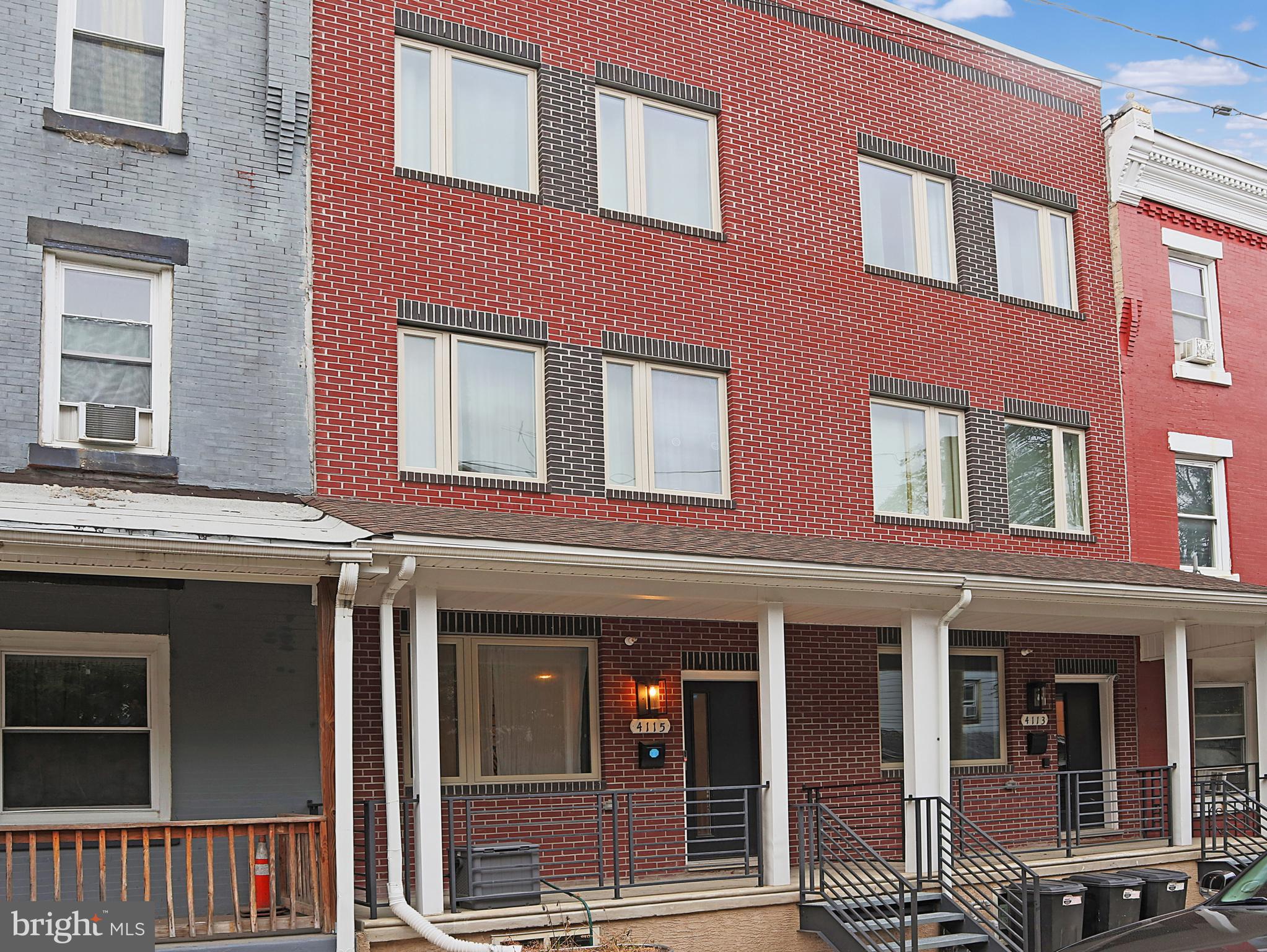 Why rent a much smaller home, when for the same monthly amount, you can own this huge, nearly new home with a rooftop deck? And if you're a veteran, you definitely need to look at this deal, because there's the possibility of taking over payments at an unheard-of low rate of 3.625%. This is an almost-brand-new house, built only 3 years ago, and it has a tax abatement that will have you paying only $1021 a year, for years to come! The kitchen features quartz countertops and center island with breakfast bar; white Shaker-style cabinets; white arabesque tile backsplash; and a stainless steel Frigidaire appliance package including a five-burner range, chimney hood and under-counter microwave. Off the kitchen is a powder room with black starburst tile floor and black fixtures to match the kitchen. Just off the kitchen, through sliding patio doors, is a huge rear deck plus a lower-level yard with plenty of privacy. The main suites are on the second level and feature a custom accent wall, a pair of large closets and en-suite bath with black oversize hex tile floors, wood floating double-sink vanity and extra-wide walk-in shower with white subway tile surround with contrasting dark grout. There’s another generously-sized bedroom with dual closets on this level, and on the third floor there are two more sunny bedrooms, another super-stylish hall bath and a laundry room with utility mud sink. Do not miss the 360-degree views from the roof deck with amazing views of center city. A fully-finished basement with high ceilings, wood-grain tile floors, and recessed lighting offer bonus living space. This lovely home is just a couple blocks off Fairmount Park and is convenient to University City and Center City. Just north of University city and walking distance to the Philadelphia Zoo. Contact agent for a personal tour!