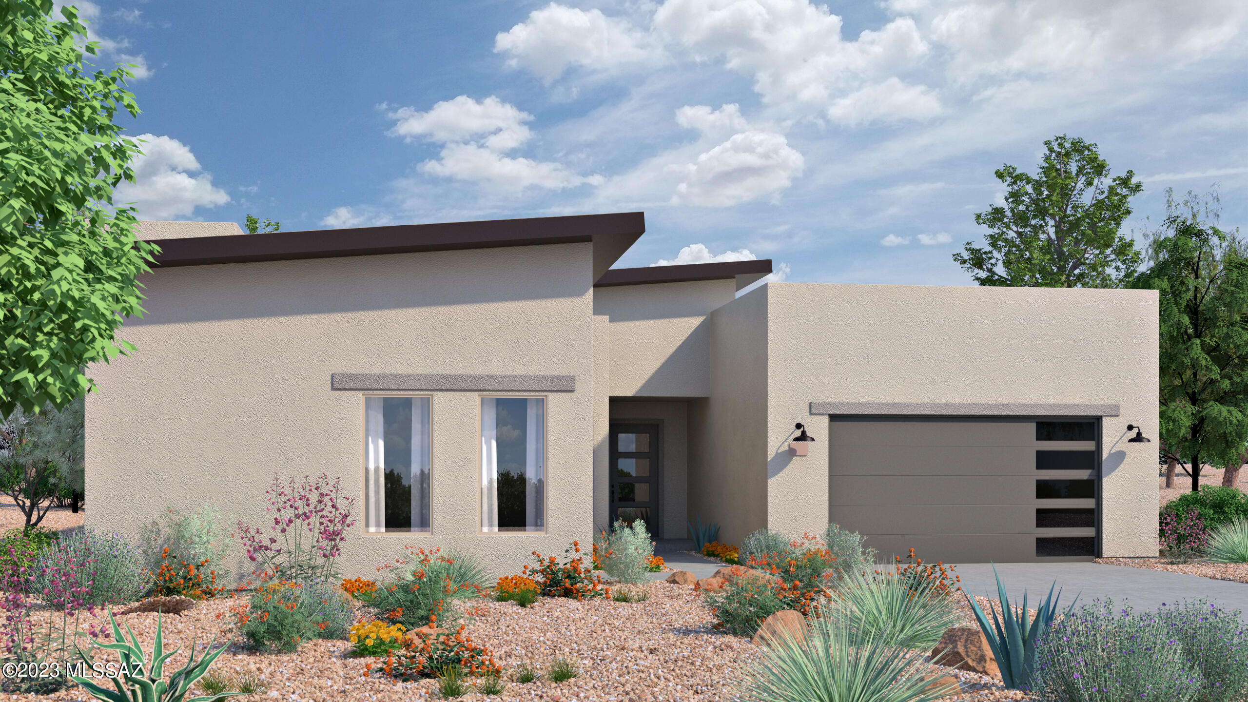 This uber popular Acacia Floorplan is move in ready now! This stunning home has been intentionally designed by our in-house design team and highlights a gourmet kitchen, Upscale Laundry Room with sink, luxury quartz counters and cabinets throughout the home, a 3-car garage and a all Bedrooms are on-suite. WOW! The backyard has views of the Catalina Mountains, Dove Mountain Golf Course and the Tucson Mountains truly unbeatable sunsets! Do not wait to visit this home and make it yours! Membership Initial fee at the Dove Mountain Golf Club is included with your home purchase! The image is a rendering and may not be an exact depiction.