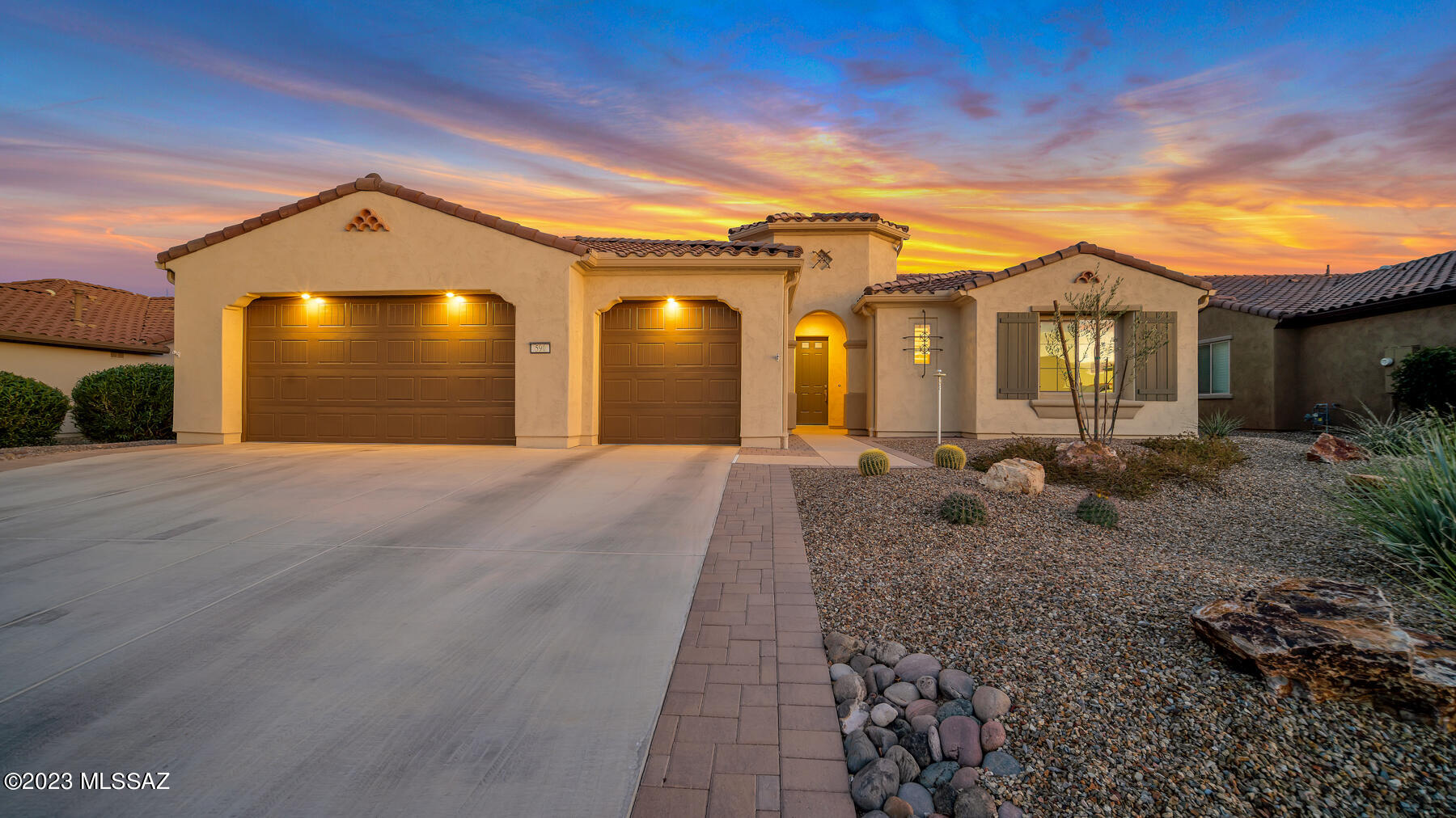 Boasting unparalleled lifestyle & wellness opportunities with adventures that encourage discovery, activities that create social connectedness, & countless opportunities to make new friends. Make the most of each day & enjoy the sun kissed salt water pool with travertine deck. The Tesoro floor plan is well laid out w/ separate guest quarters, open great room with Bose surround sound plus expanded owner's suite, den, guest bedroom, & covered patio with electric roll down shades. Tile flooring throughout, butlers walk in pantry, gourmet kitchen w/ granite c-tops, backsplash, & under cabinet lighting. The 3 car garage is fully insulated & expanded with epoxy coated floor, quality cabinets & premium garage door opener. Please see list of features and available furnishings as a SBOS. Exquisite!