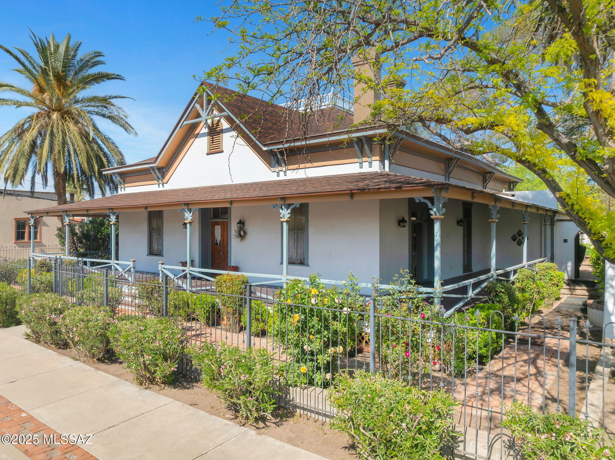 NEW PRICE! One of a kind a National Register of Historic Places! The original Kruttschnitt family residence built in 1886 this property features 6 bedrooms, 5.5 bathrooms and over 4,000 sq ft. Garden courtyards with the Old Mexico ambiance of lush floral displays, fountains, and cobblestone surround four richly appointed guesthouses and suites. The property includes 3 stand-alone apartments which are metered separately. A Victorian Adobe, El Presidio Bed & Breakfast is a splendid example of American Territorial architecture, blending the rich cultural heritage of Mexican and American building traditions unique to Tucson. This is a walking neighborhood with regional artisan shops, walking tours, lively restaurants, parks, museums, and of course historic attractions.