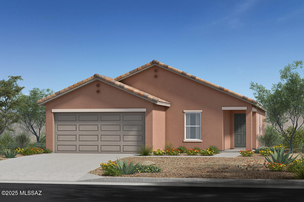 This home is open for self-guided tours daily 8 am - 8 pm. This single-story home features an open floor plan and ceramic tile flooring throughout. The modern kitchen showcases 42'' dark brown upper cabinets, an island, pantry, and Whirlpool® appliances, including a gas range and dishwasher. The primary suite boasts a walk-in closet and adjoining bath with an extended dual sink vanity and walk-in shower. The covered back patio provides space to enjoy the outdoors. Ask about our special interest rate.