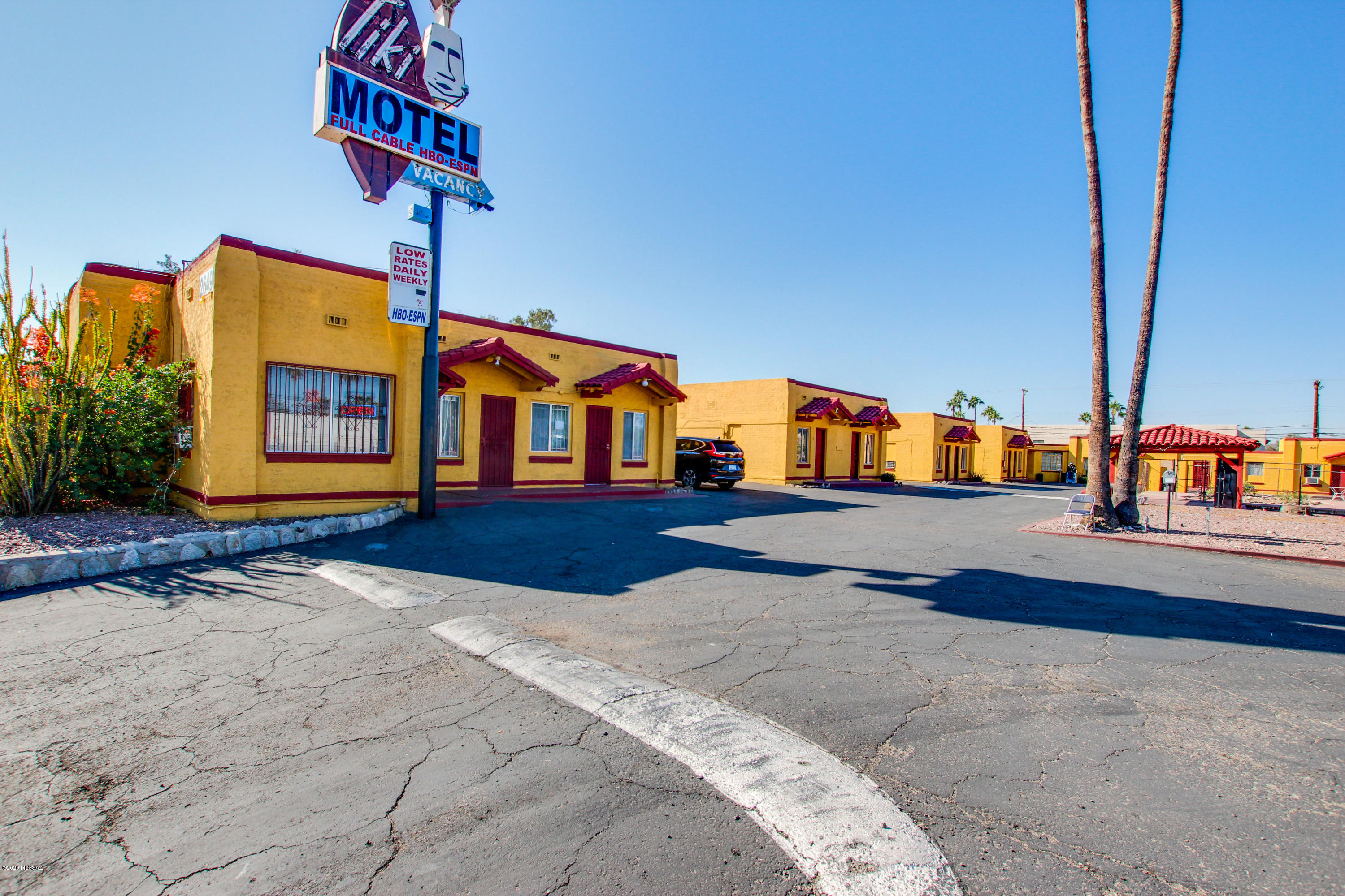 20 unit iconic motel! City of Tucson C-2 zoning with prime re-position/ re-development opportunity. This property has 20 well-maintained units plus an office with the potential of building more units on a .92 acre lot. Located on a major bus line route and high traffic corridor to downtown. Conveniently located minutes away from restaurants, grocery stores and the University of Arizona. This Motel has a new Roof that was put in March of 2018.  All units have an attached carport. The motel business is not offered for sale. Shown by appointment only. Do not disturb owner or tenants.