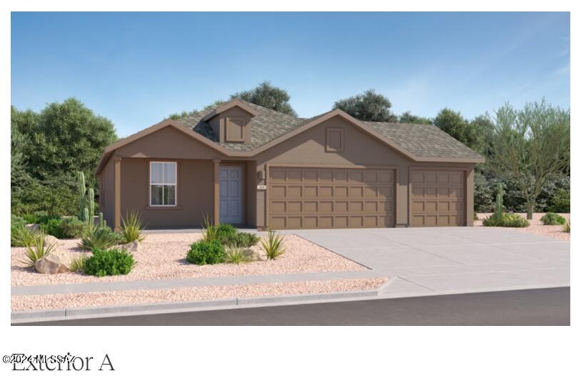 This new single-story home features a modern layout with room to grow. An inviting open-concept floorplan consisting of the kitchen, living and dining areas is surrounded by four spacious bedrooms. The restful owner's suite is tucked into a private rear corner, complete with an en-suite bathroom and walk-in closet. A three-bay garage completes the home. This home includes GE® stainless steal appliances, Rinnai Tankless Water Heater, Granite Countertops, Taexx® built-in pest control system, 2'' faux wood blinds, LED lighting and so much more!