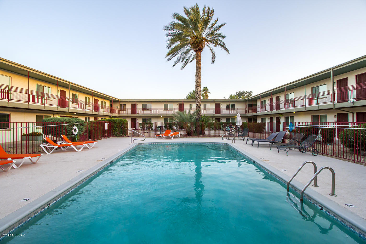 Fabulous Mid Century property located in desirable West University! This large one bedroom apartment features an open floor plan, oak flooring, lots of closet space throughout, linen closets in the bathroom, ceiling fans and plenty of natural light. The gated community offers new individual AC units, new energy efficient windows, a sparkling pool, BBQ area, free high speed internet, 24 hour onsite laundry and fitness room, bike racks and free parking. All less than a mile from shopping on 4th Ave, Downtown entertainment and dining and the University of Arizona!