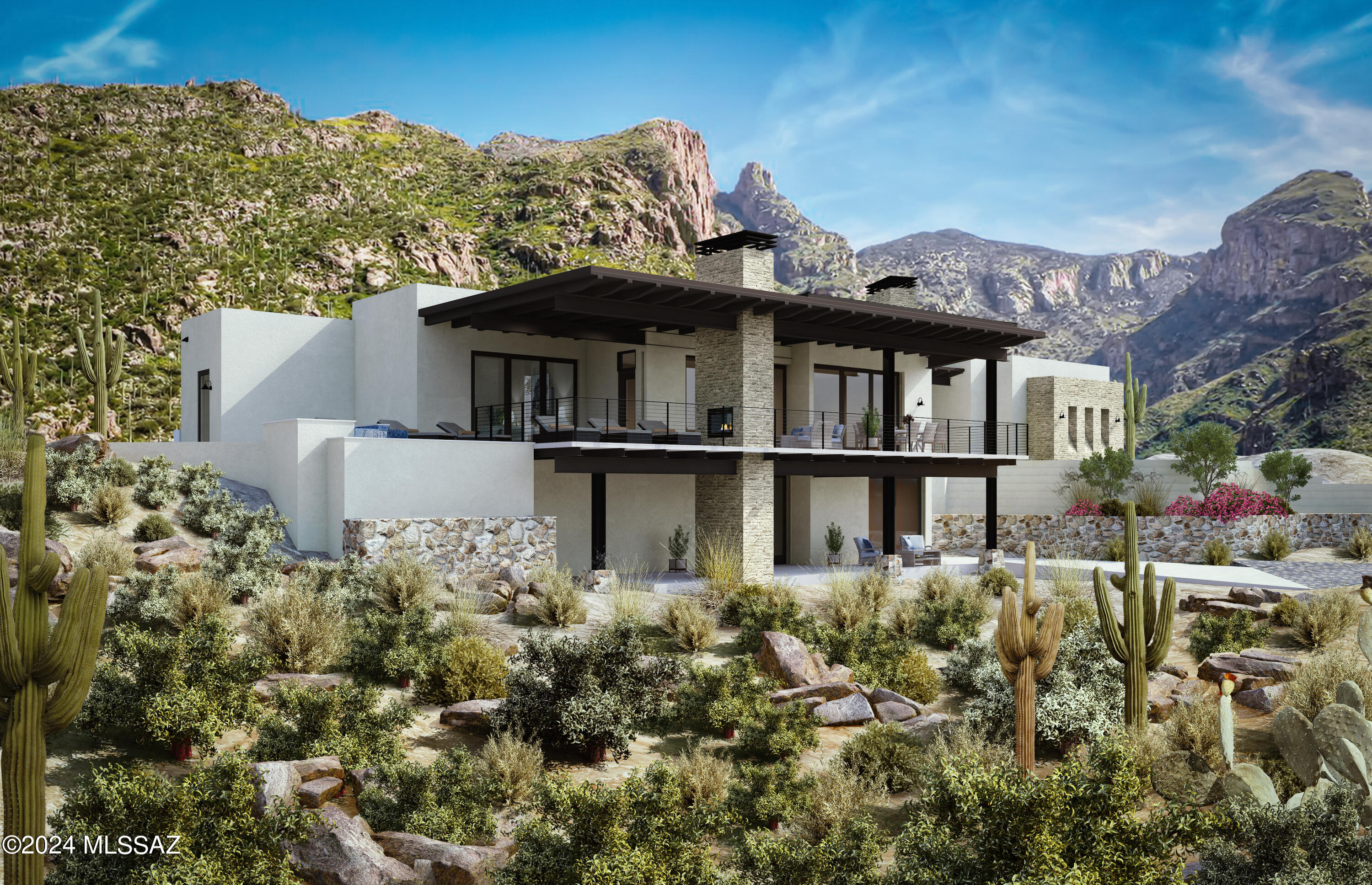 Just Completed! Exquisite new construction in Tucson's most exclusive and sought after neighborhood,The Canyons. All brick lined streets lead to this ultra private home perched on 3+ acres backing up to the National Forest w/ city & mountain views. The 4 BR & 6 BA 5,770 SqFt home designed and built by Gansline & Associates Architects and Planners is now complete! Fine Features include: natural light filled great room & kitchen all opening to an oversized patio overlooking the Tucson valley-executive office-home gym- primary suite w/spa bath-guest quarters w/kitchen, spectacular outdoor living spaces w/ pool &spa -3-4 car garage. No country clubs or commercial business to contend with, just quiet, private living within the natural mountains & desert. Photos coming soon.