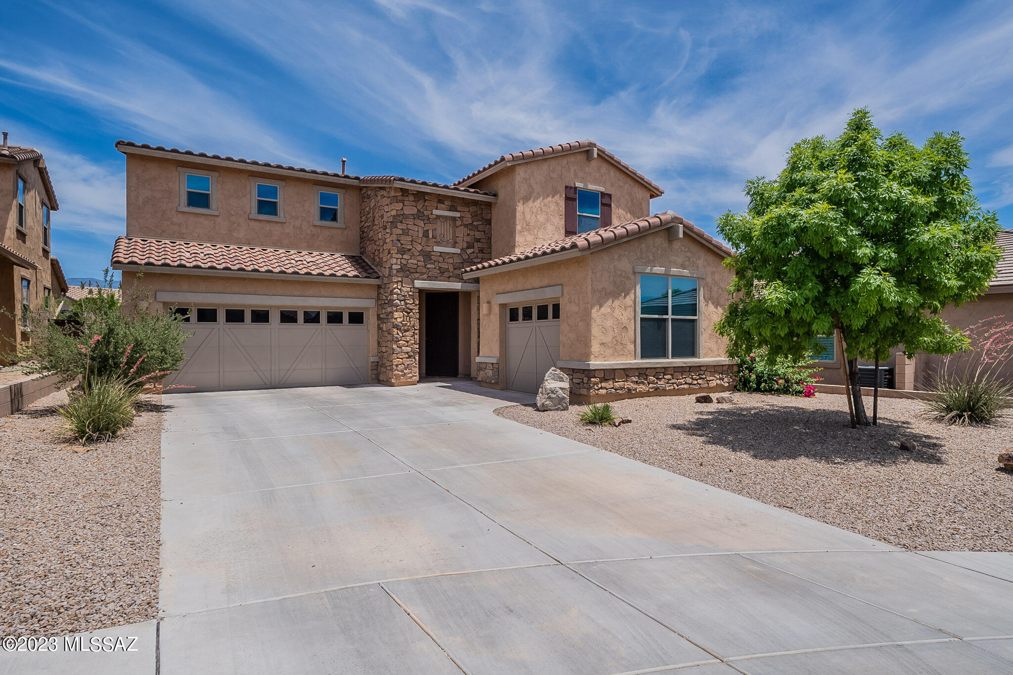 Energy efficient 5BD/4BA, split 3 car garage home in gated Rancho de Plata. Located on Premium cul-de-sac lot. One bedroom plus full bathroom & additional built in office downstairs. Upgraded marble tile throughout first floor. Open concept gourmet kitchen with upgraded solid wood cabinets, double wall oven, oversized island, butler pantry, and stainless-steel appliances. Upstairs has 4 bedroom plus 3 bathrooms & loft. The master bathroom has upgraded tile & granite and executive height countertops. Additional features include upgraded entertainment package & Polyurethane Foam in Walls and attic. Outside is like a luxury resort with an extended covered patio, built in Bar/BBQ & 9 foot deep heated pool, coolcrete around the pool and a Pergola with turf and gas firepit.