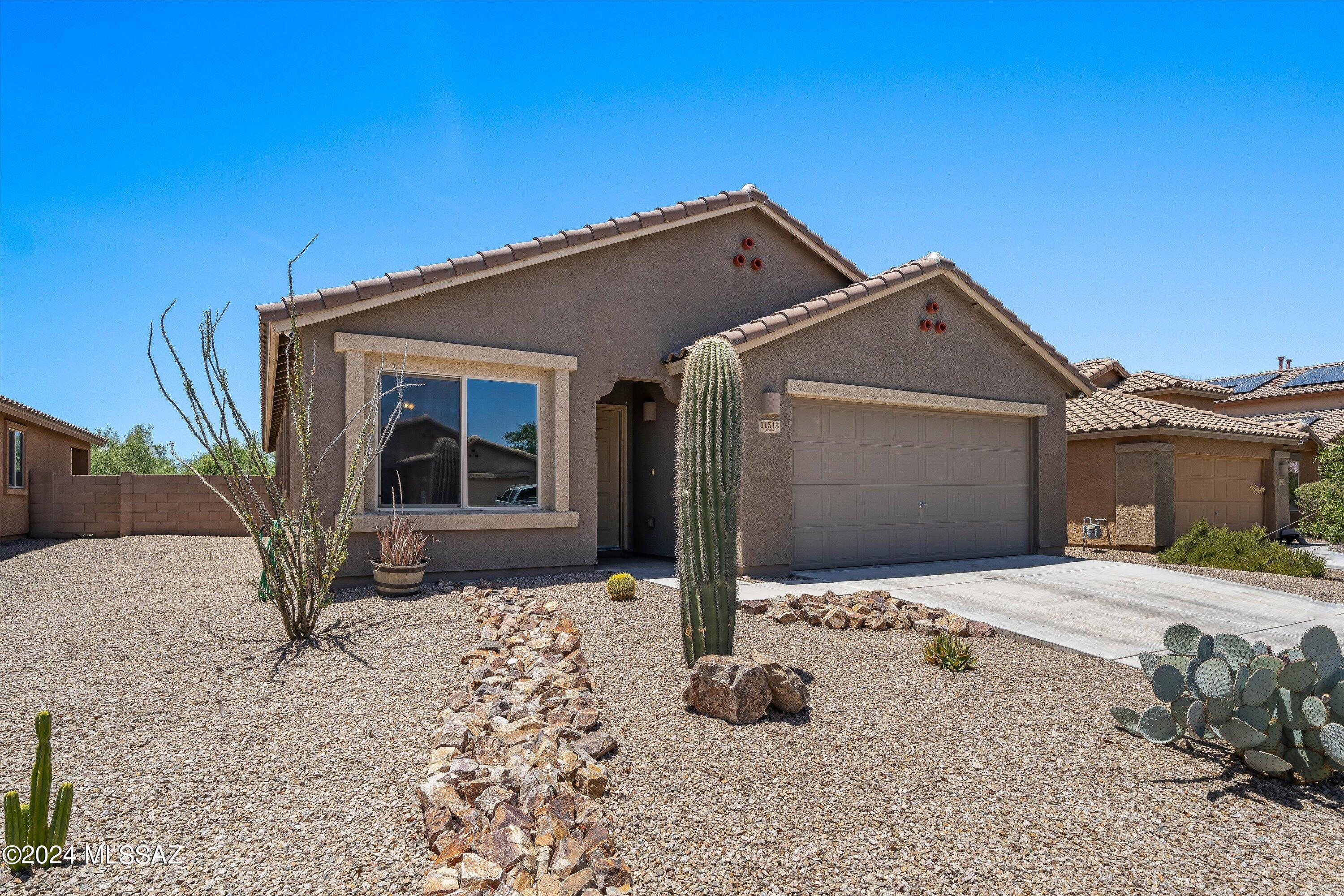 Beautiful single-story 3 bedroom/2 bath home in the thriving San Lucas community! Enter into spacious living room with high vaulted ceilings. Kitchen is equipped with new matching Black Stainless-Steel appliances, has a center island, pantry closet, and a second living area attached. Laundry room has a new white washer and dryer included. Enjoy the luxury of unlimited hot water with tankless water heater installed, and new AC unit keeping you cool in this AZ heat! Community has a variety of amenities including parks, playgrounds, volleyball/basketball courts, and scenic walking paths. Conveniently only minutes from the I-10 highway! Come see your new home!
