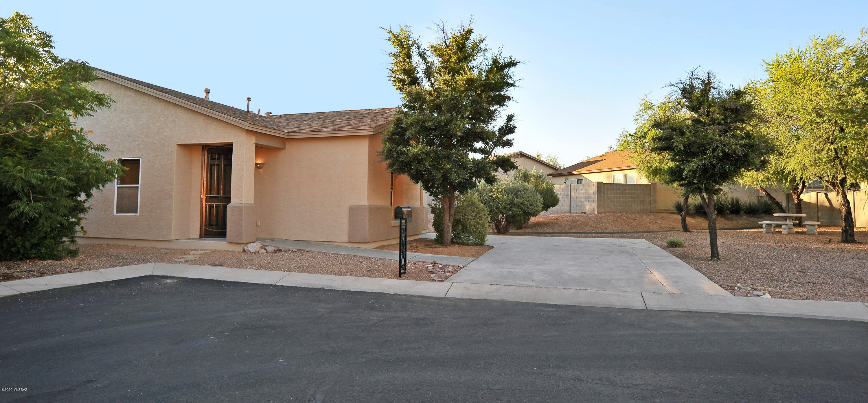 Absolutely Stunning Home Perfectly Situated On A Private, Large Cul-De-Sac. Only One Neighbor To The South And Backs To Common Area. Breathtaking Sunset And Desert Views Await You From The Inviting Backyard Not To Mention The Shade Cover Provided By The Mature Mesquite And Access To The Walking Trail. Park-Like Setting At The Front Yard Complete With Trees And Charming Seating Area.  The Home Has A Wonderful Flow And Makes Great Use Of Space.  Bright And Open Floor Plan With Soaring Ceilings.  Virtually Updated From Top To Bottom With Beautiful Finishes Including Quartz Countertops, Beautiful Backsplash, Brand New Bathroom With Custom Tile Shower, New Tile Flooring Throughout, New Roof, Doors, Lighting, Fans, Exterior/Interior Paint, And Much More.  Excellent Location.  Owner/Agent.