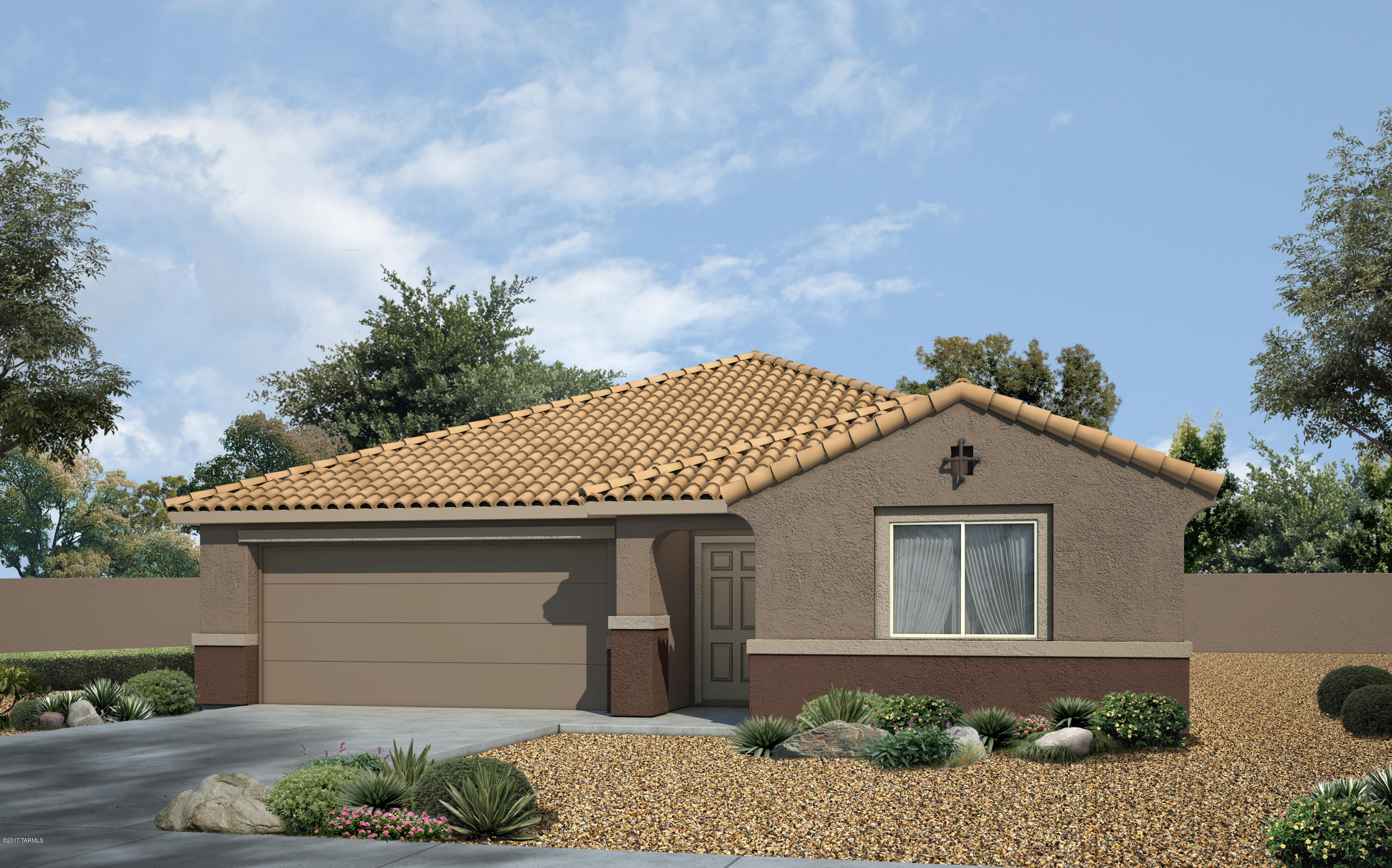 Saguaro Bloom Phase 2! last chance - close out community. Tremendous views and the same amenities and accessibility as Phase 1. This is our very popular Prato Plan! This flexible floor plan can be 3-5 bedrooms depending on configuration.   We have selected 4 bedrooms with 3 full baths.  Split floor plan with an open great room and vaulted ceilings complete with 20 x 20 ceramic tile, 36'' espresso cabinets and upgraded granite!  Brand new construction Energy Star Qualified Home - with a builder warranty.  AMAZING VIEWS of saguaro studded cliffs and amazing sunsets from this perimeter lot. Currently under construction this home will be available by mid-November 2017.