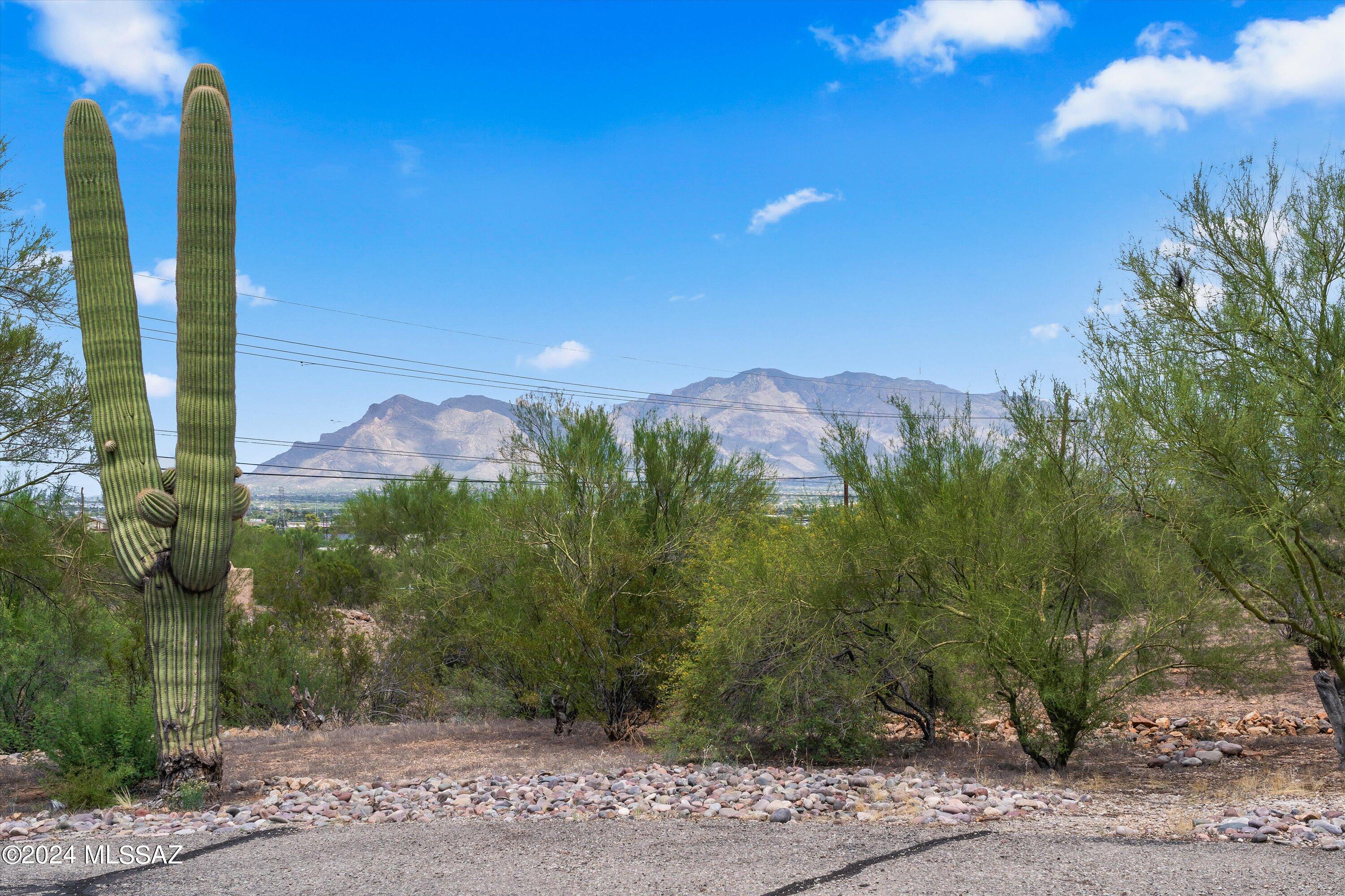 A car enthusiast's dream property located on 3.45 acres with no HOA! The 3613 sqft 2-car & 5-car garages have central AC & plenty of space for cars &  recreational vehicles. This is a classic Southwestern-style custom home with 2185 sqft,  2 large bedrooms plus a den, 2 full baths, and 2 half-baths (one half-bath is in the larger garage). The Great Room has a gas fireplace and a wood beam ceiling. The den is located off the Great Room and has built-in shelving.  Large picture windows frame the mountains and desert. The eat-in kitchen features an electric cooktop, gas range, pantry, desk, and windows overlooking the backyard.  Enjoy the Tucson Mountains and Sonoran Desert view from the full-length covered patio & walled-in rear yard. The electronic gate provides privacy & security