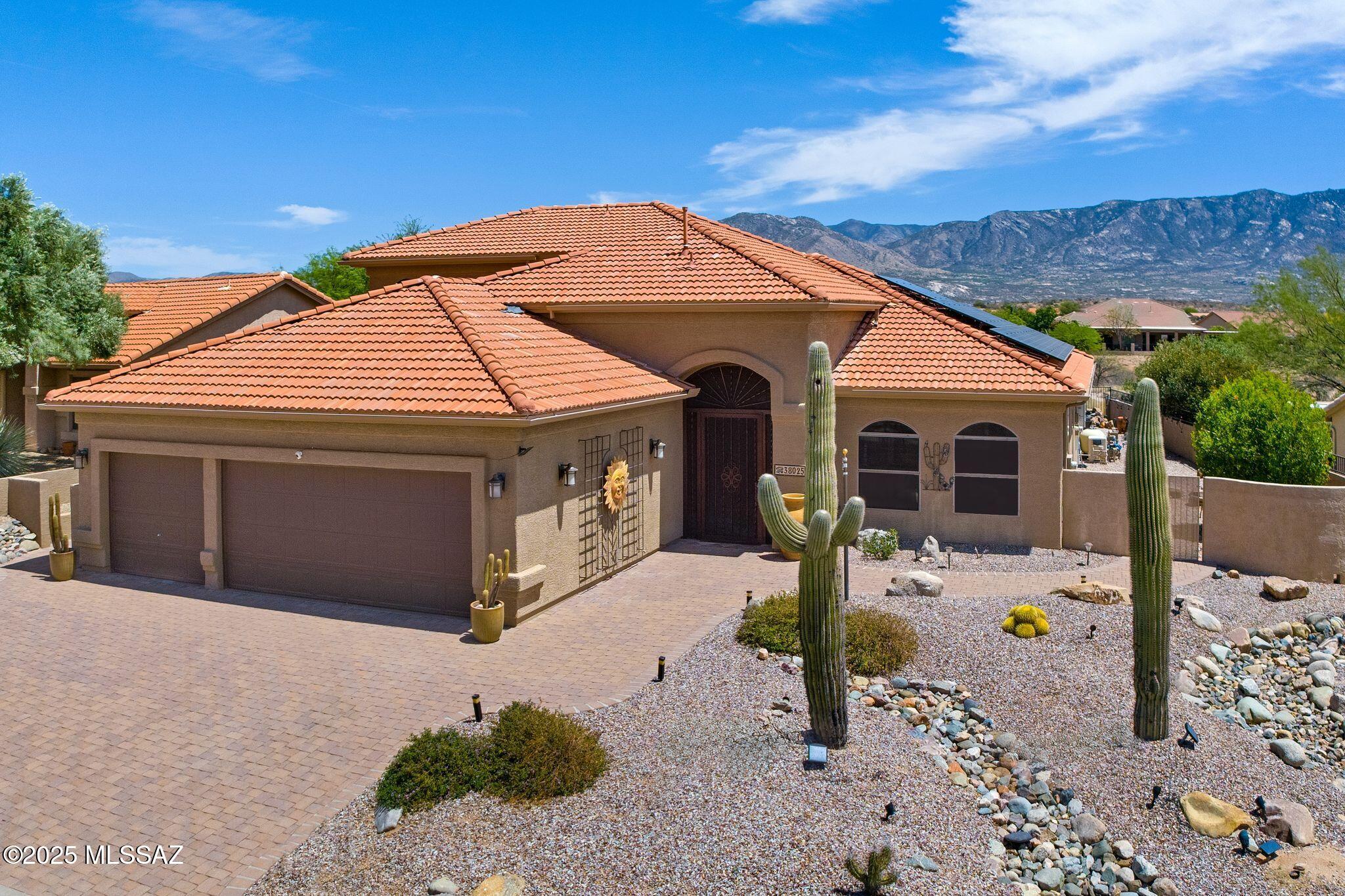 Durango with Owned Solar, Pool, Spa, Golf Course & Mountain Views! Paver Driveway & Path to Wrought Iron Entry Gate. Double Door Entry leads to Den/Bonus Room with Glass French Doors. Dining Room. Great Room has Built-in Entertainment Center with Gas Fireplace & Patio Slider. Kitchen has Granite Counters, Gas Cooktop with Stainless Vent Hood, Stainless Steel Appliances, Cabinets, Island, Wine Cooler, & Dining Area. Powder Room. Owner's Suite has Closet. Owner's Bathroom has Walk-in Shower & Walk-in Closet. 1st floor Office/BR option with Closet. Upstairs has 2 Bedrooms with Closets & Bathroom near by. Laundry Room has W/D, Sink & Cabinets. Extended 3 Car Garage has newer HVAC's, W/H & Side Door. Covered Paver Patio, Heated Pool, Spa, Built-in BBQ Station with Bev. Fridge & Mountain Views!