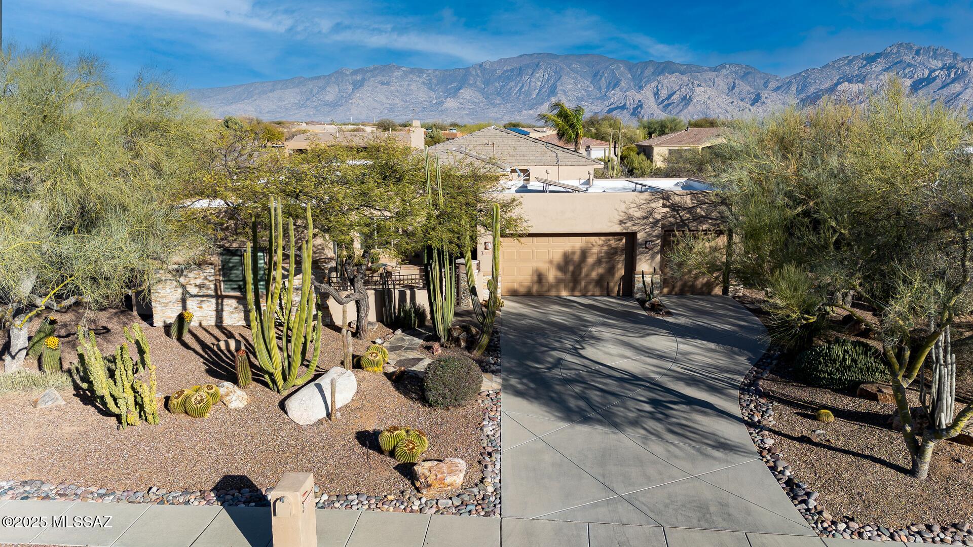 Spectacular Views & Exceptional Living in Gated Rancho Vistoso! This 2,776 sq. ft. home is designed to embrace its breathtaking Catalina Mountain backdrop, with an open floor plan that brings the outdoors in. 4BD,4BA +3 car garage where natural light pours through upgraded Anderson windows, framing stunning vistas from the main living area. The detached casita
offers a perfect retreat for guests, a private office, or creative studio. Entertain effortlessly-invite friends to enjoy the special Petanque Court,pick an orange from your citrus grove, then relax by the PebbleTec pool under the vast AZ sky. Continued Thoughtfully upgraded with owned solar, a remodeled primary bath,newer HVAC systems, new Ironworks doors, and freshly painted exterior with added stacked stone-this is a home you want to experience!