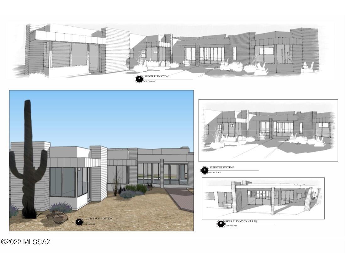 NEW CONSTRUCTION!!! Elegant Greg Simmons Designed Southwestern Contemporary with extraordinary Mountain Views! Private 3 Home Gated Enclave a truly Special opportunity. Walls of Windows Frame the Gorgeous Santa Catalina Mountains. The ultimate modern floorplan with opulent Great Room and separate Guest Quarters. Large, Private Rear Yard with Heated Pool and Spa. Ready for Move-in February 2022