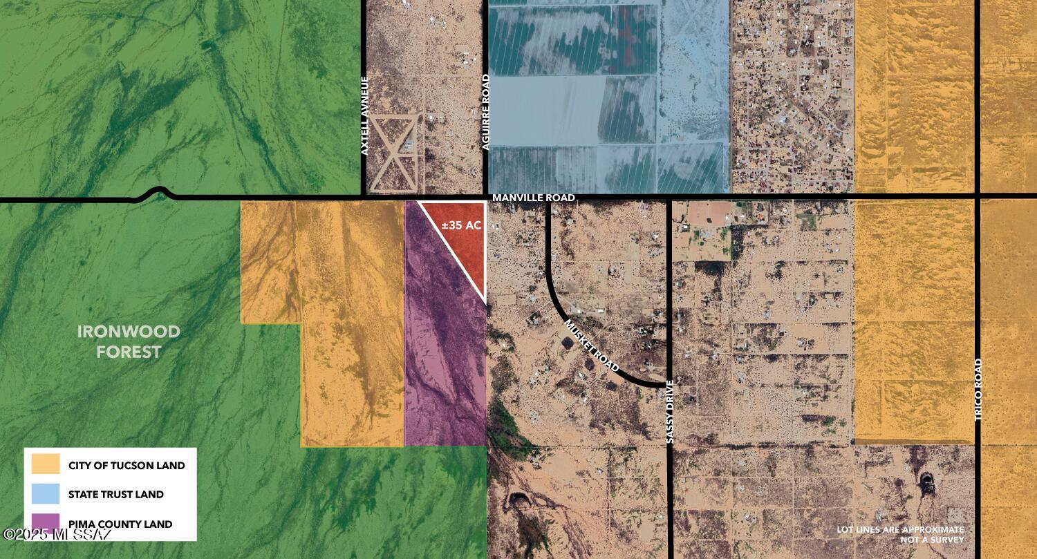 EXPANSIVE ±35 AC ADJACENT TO PIMA COUNTY LAND AND IRONWOOD NATIONALMONUMENT IN AVRA VALLEY, AZ! Discover a unique and rare opportunity to own ±35 AC of lush, flat land in the rapidly growing Avra Valley/Marana area. This exceptional property, located on Manville Rd., offers direct access via a paved road with other paved roads nearby. The land is zoned RH (Rural Homestead) in Pima County and boasts electricity along its northern boundary, making development straightforward. Perfectly positioned for t land is adjacent to county land and  Ironwood National Monument for OPEN SPACE.  This providing flexibility for buyers seeking a smaller investment opportunity in this high-growth area. Reach out today to seize this incredible opportunity and make your vision a reality. A detailed marketing package is available. See the virtual tour for a bird's-eye view of this beautiful property.