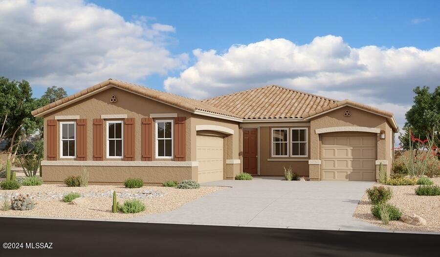 The heart of the ranch-style Townsend is an open floor plan with a family room, a breakfast nook and a large kitchen that has been optioned with gourmet 
features. The adjacent owner's suite offers a walk-in closet and an attached bath with a walk-in shower. You'll also find three
additional bedrooms and two full baths, as well as a private study with french doors. Includes covered patio and a 3-car garage!