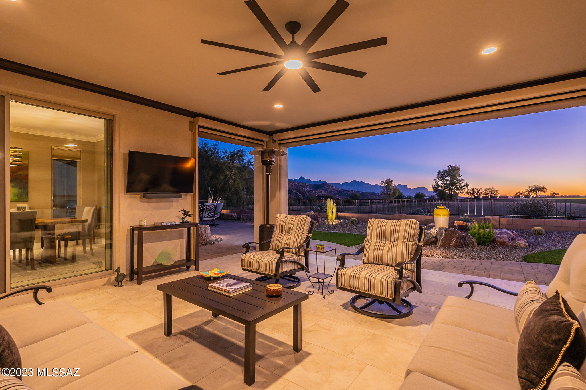 Why wait to build? 2021 Preserve home blends sophistication and functionality w/mtn & golf course views. Expanded Paloma 2550 SF w/3 bedroom suites & 3 ½ bathrooms. Seamlessly integrated smart tech - voice and/or smart phone commands control patio screens, most lights, window coverings, cameras, sound system, temperature, & fans. Endless upgrades: Wolf/Subzero appliances, granite counters/backsplash, custom closets, crown, mahogany entertainment niche. Landscaping incl. front & back firepit, outdoor kitchen, fountain & more. Extended covered patio w/motorized screens bring outside in. Home equipped w/3-zone HVAC system, max insulation, and epoxy-coated oversized 3-car garage. Water filter, water softener and hot water recirc pump.