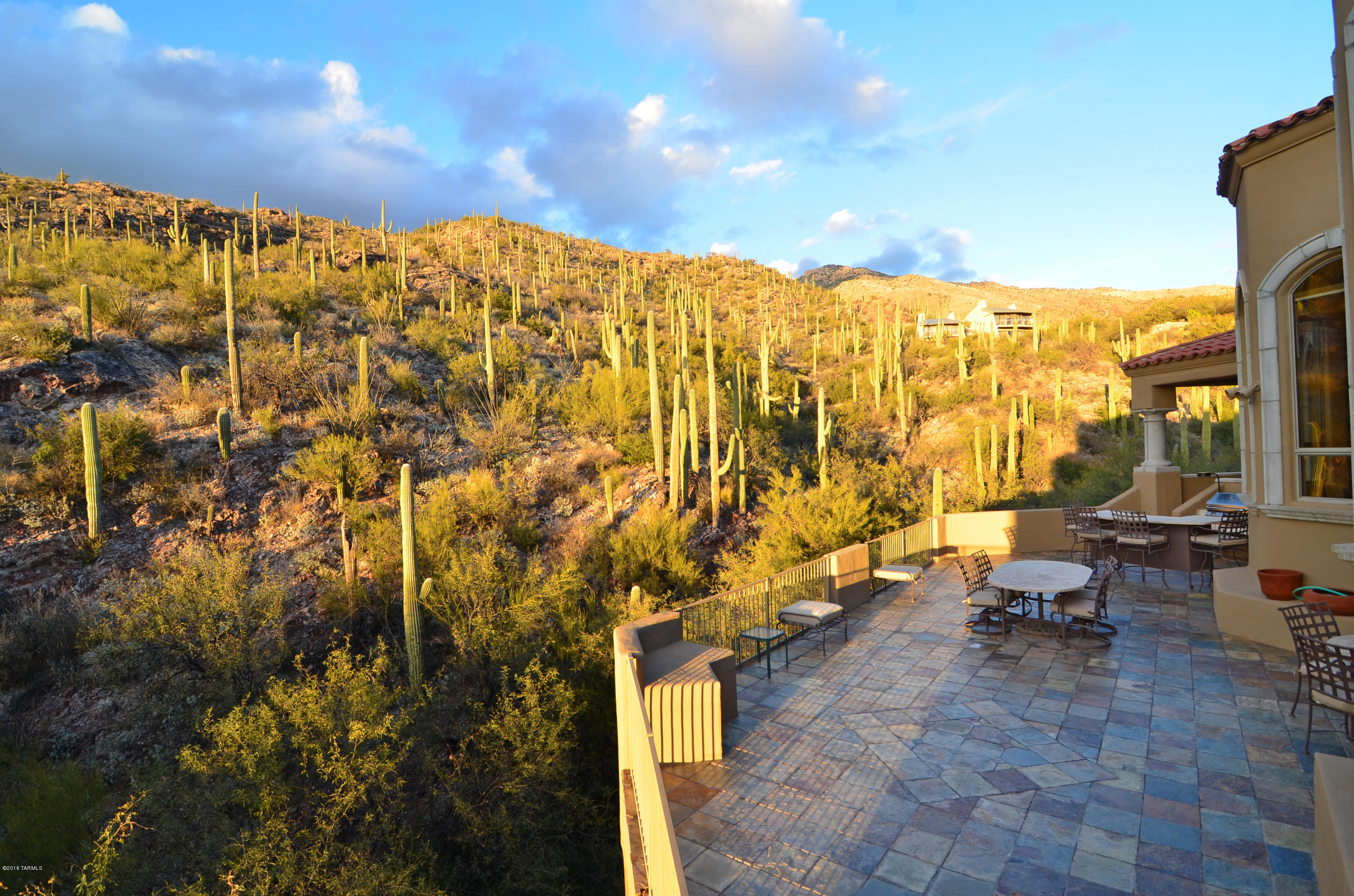Backing to the Coronado National Forest, this Foothills Home Features Stunning Catalina Mountain, Saguaro Cactus Forest & City Views in an Extremely Private & Secluded Setting. Elegant Living Room with Wood Floors & Warm Inviting Fireplace. Contemporary Family Room with Custom Built-ins. Open Kitchen with Slab Granite Counters, Center Island & 5-Burner Gas Cooktop. Breakfast Nook & Dining Room with Windows that Frame the Mountain View. Master Suite with Romantic Fireplace, Private Deck & Huge Walk-in Closet. Gorgeous Master Bath with Vessel Sinks, Jetted Spa & Natural Stone Walk-in Shower. Den Overlooking the Front Courtyard. Beautiful Travertine Floors. Relax on Your Back Deck or in the Spa taking in the Amazing Sunsets. Guard Gated Finisterra Neighborhood with Community Facilities.