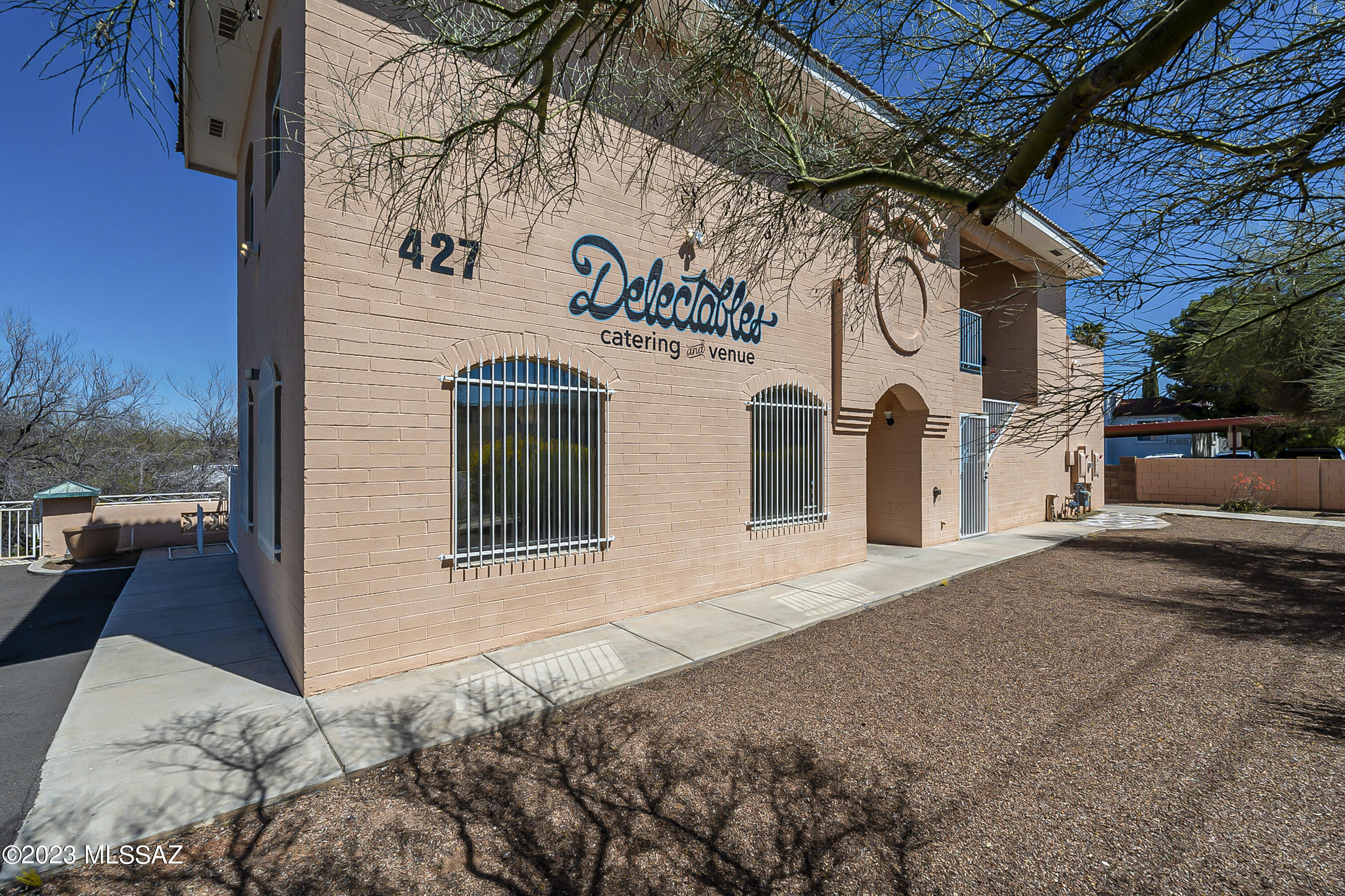 Great opportunity for a distinctive mixed use Restaurant / Event Center plus Apartment in the heart of Tucson.  Commercial kitchen/restaurant space perfect for catering & events.  Restaurant seats up to 50 people, with 20 additional patio space.  Outdoor space has beautiful mountain / garden views & perfect for larger groups.  Apartment is approximately 1350 sf 2 bedroom, 2 bath. Approximately 93 parking spaces with the cross parking agreement for the adjacent property.. Two parcels 105-10-007A, 105-10-078A.  All furniture, fixtures, and equipment convey to the buyer in As Is Condition.