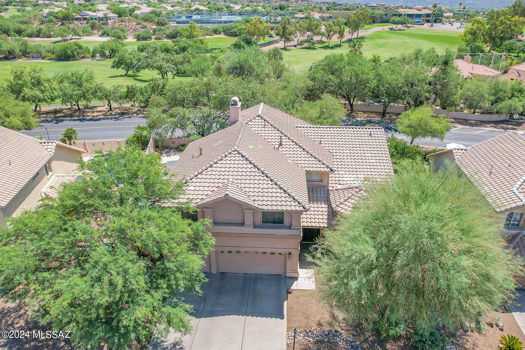 Elegant 5BR/3BA (3,624sf) home with pool located in the Canada Hills Golf Community offers golf course & mountain views. Great room with FP lies off kitchen with Corian counters, breakfast bar & nook, island, dual pantries, & SS appliances. Dramatic living/dining area. Grand staircase leads to oversized primary ensuite with access to balcony w/ mountain views. Additional upper-level hall bath & 3 spacious BRs with walk-in closets. 5th BR downstairs makes great guest quarters w/adjacent BA & exit door to pool. Outstanding resort-style backyard with sparkling Pebble Radiance pool with Kool Deck, Bullfrog Spa, pergola, & grass-like turf.  Additional upgrades include newer roof(2021), water heater(2020), pool and equipment (2018), AC units(2017), carpet, custom entry door, and much more!