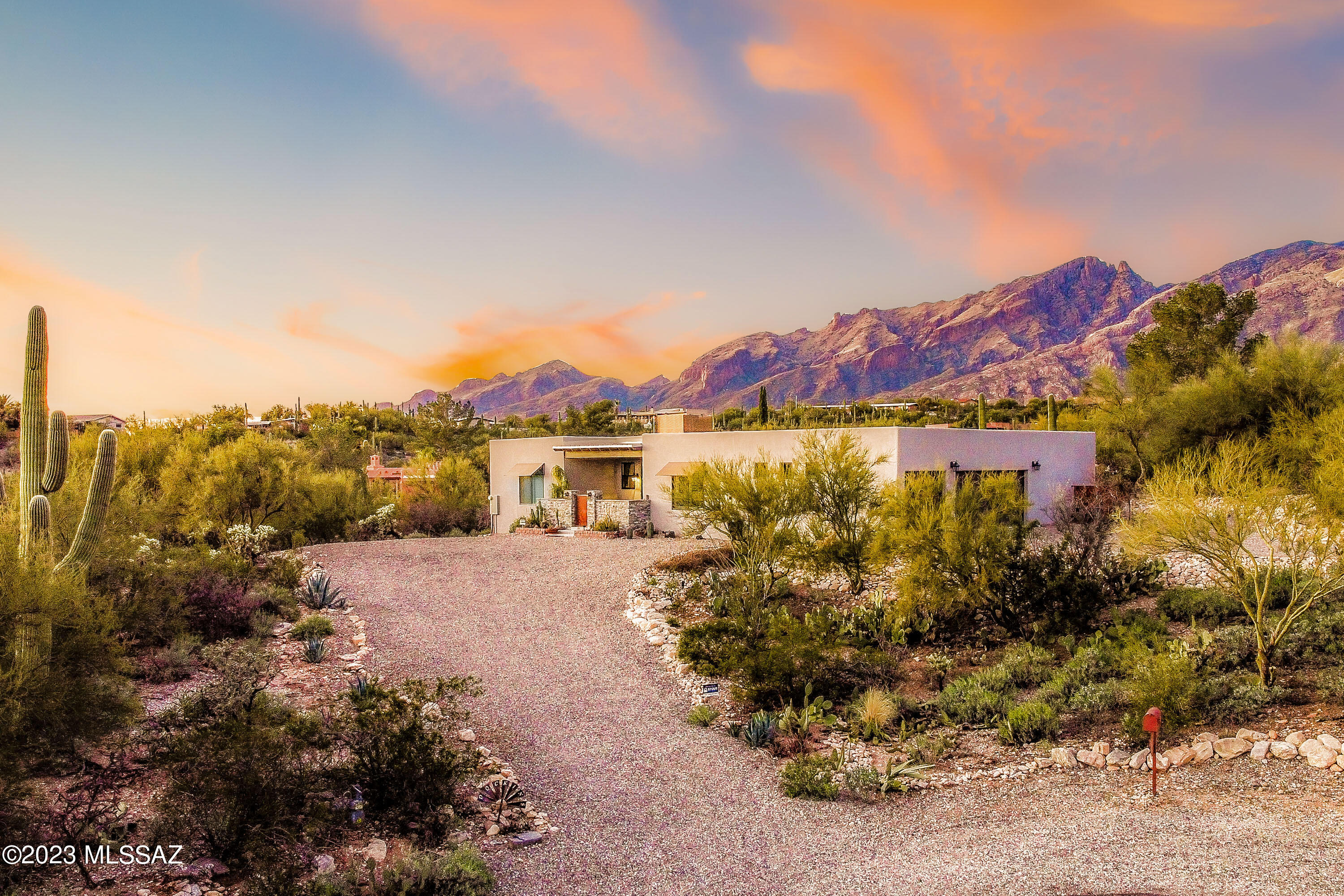 Fabulous Flecha Caida Ranch Estate Renovation! This 4 BR, 3 Bath, one-level, contemporary home, situated on 1.14 acres, has been completely transformed using designer finishes & flare. Updates include Roof, HVAC, Windows, Doors, Electrical, Water & Gas Lines, Water Heater, Kitchen, Baths, Walls, Stucco, Lighting, Flooring, Paint, Appls, Landscaping. Featuring the ever-popular Greatroom plan w/FP,  light, bright & open with 10' ceilings throughout, Formal DR, Amazing Kitchen w/Lg Island, quartz countertops, dbl ovens, 5 burner gas cooktop, Walk-in pantry & breakfast bar. Primary BR offers lg walk-in closet & bath w/soaking tub, separate shower & clerestory windows. Deep covered patio, 2 Ramadas, Spa, Fountain, Low-care turf & fantastic MT & Sunset views, 3 Car Garage, Dist #16 Schools