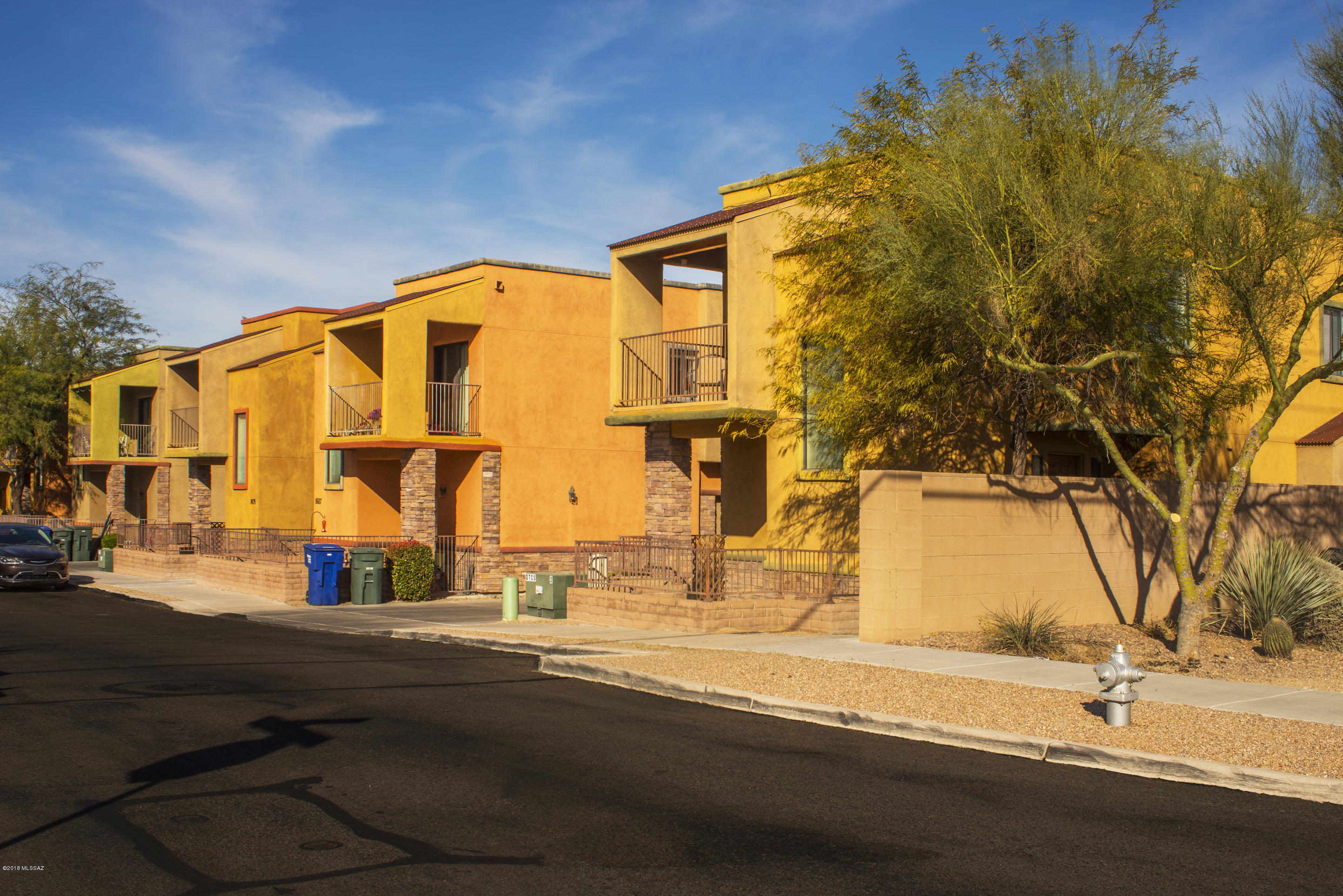 CLOSE TO DM AND RAYTHEON! Come see for yourself this 3 bedroom 2.5 bath townhome on the desirable east side! ALL appliances are included. This unit is located in the back of building number 8663 the backyard has views of the Catalina mountains. The kitchen features black appliances, granite tile countertops, double stainless sink & fridge. Carport space PLUS two car garage are included with this unit. HOA includes water,sewer,bldg exterior, & roof. Also enjoy the NEST Thermostat system to lower your energy bill! Enjoy the nearby wash & walking paths.