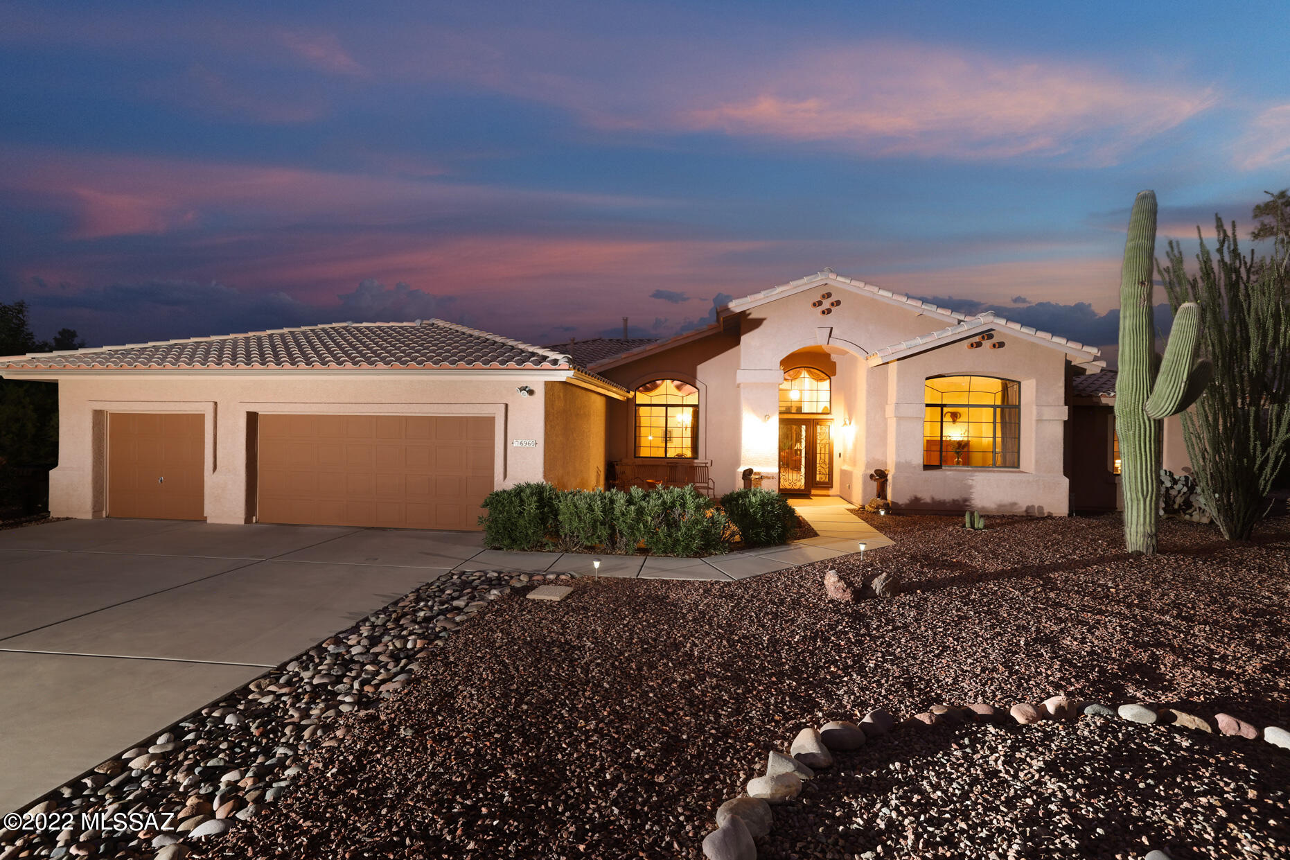 This home has it all! Gorgeous views, backyard oasis, lovely architectural details, hi ceilings & owned solar system all nestled on over 2 lush acres. Enter thru the attractive decorative entry door into the formal living & dining spaces w/graceful arches. The grtrm offers a dramatic cantera FP,  mountain views & is open to the spacious island kitchen featuring granite cntrs, tons of cabs,  gas cktop & charming bkfst area. Stunning bkyd features pebble-tec pool & spa, pergola & lg cov'd patio w/extended pavers, not to mention those views! Generous primary suite w/dual vanities, sep shower, garden tub & lg walk-in closet. Also featured is an office + 3 addl bdrms (one w/an amazing murphy bed),  full guest bath & lots of storage.  This home was featured on the TV Show ''Trading Spaces, Ep44'