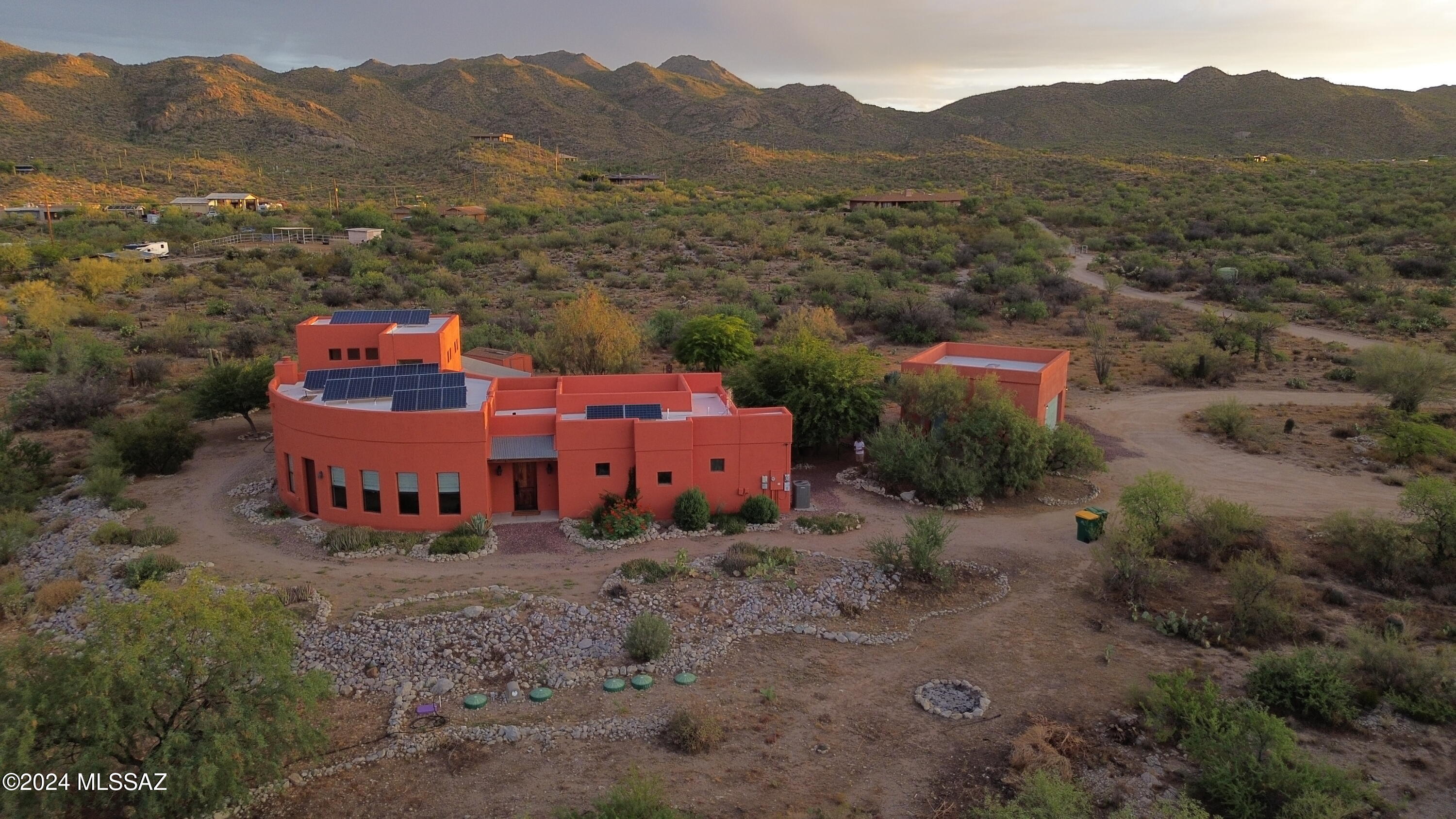 Back on the market after buyer contingency fell through! Welcome to your dream desert oasis nestled close to the majestic Tortolita Mountains! This stunning property boasts a spacious 2628 square foot home set upon 5 acres of picturesque land. With 3 bedrooms, 2 full bathrooms, and a versatile loft that can easily transform into a 4th bedroom, this residence offers ample space for both relaxation and entertainment.

Embrace eco-friendly living with owned solar panels, ensuring energy efficiency and cost savings. The home's insulated concrete formed walls provide superior insulation, keeping you comfortable year-round while minimizing environmental impact. Parking is a breeze with a convenient 2-car detached garage, offering plenty of storage space for vehicles and outdoor gear. You'll love the fresh aesthetic of the newly painted interior and exterior, complemented by a freshly recoated roof, ensuring both durability and curb appeal.

Stay cool during Arizona's warmest months with newer air conditioning units, providing optimal comfort no matter the season. As you step outside, be greeted by panoramic views of the surrounding desert landscape and the Tortolita Mountains, creating a tranquil backdrop for outdoor gatherings and relaxation.

Nature enthusiasts will delight in the abundance of wildlife that call this area home, providing endless opportunities for exploration and appreciation of the natural beauty that surrounds you.

The well was installed in 2017 and the septic pumps, caps and leech field were replaced 2 years ago. 

Experience desert living at its finest in this meticulously maintained home offering both comfort and serenity in a breathtaking setting.
