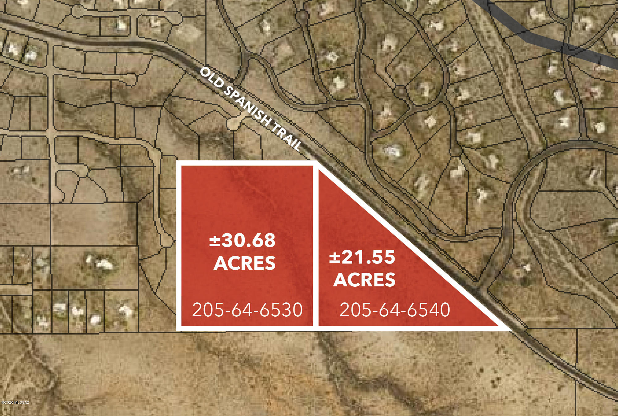 52 ACRES on Old Spanish Trail in Southeast Tucson for sale!! Only $18,269 per/acre.! Perfect for your DREAM RANCH in town. Good INVESTMENT play. Seller will consider selling all or part. Possible re-development opportunity. Amazing VIEWS of the RINCON AND SANTA RITA MOUNTAINS.  Borders STATE LAND for wide open spaces.  Near Pistol Hill and Colossal Cave. Zoning is RH (Rural Homstead) in Pima County. PAVED ROAD and utilities (WATER & POWER) to the site on Old Spanish Tr. In the popular VAIL SCHOOL DISTRICT!  DIVERSE SONORAN VEGETATION with Palo Verdes, Prickly Pear, and Ocotillo plants. This sale includes 2 parcels 205-64-6530 & 6540. see MLS # for the individual 30 acre offering. And MLS # for the individual 20 acre offering.  See the virtual tour for a Birds Eye view