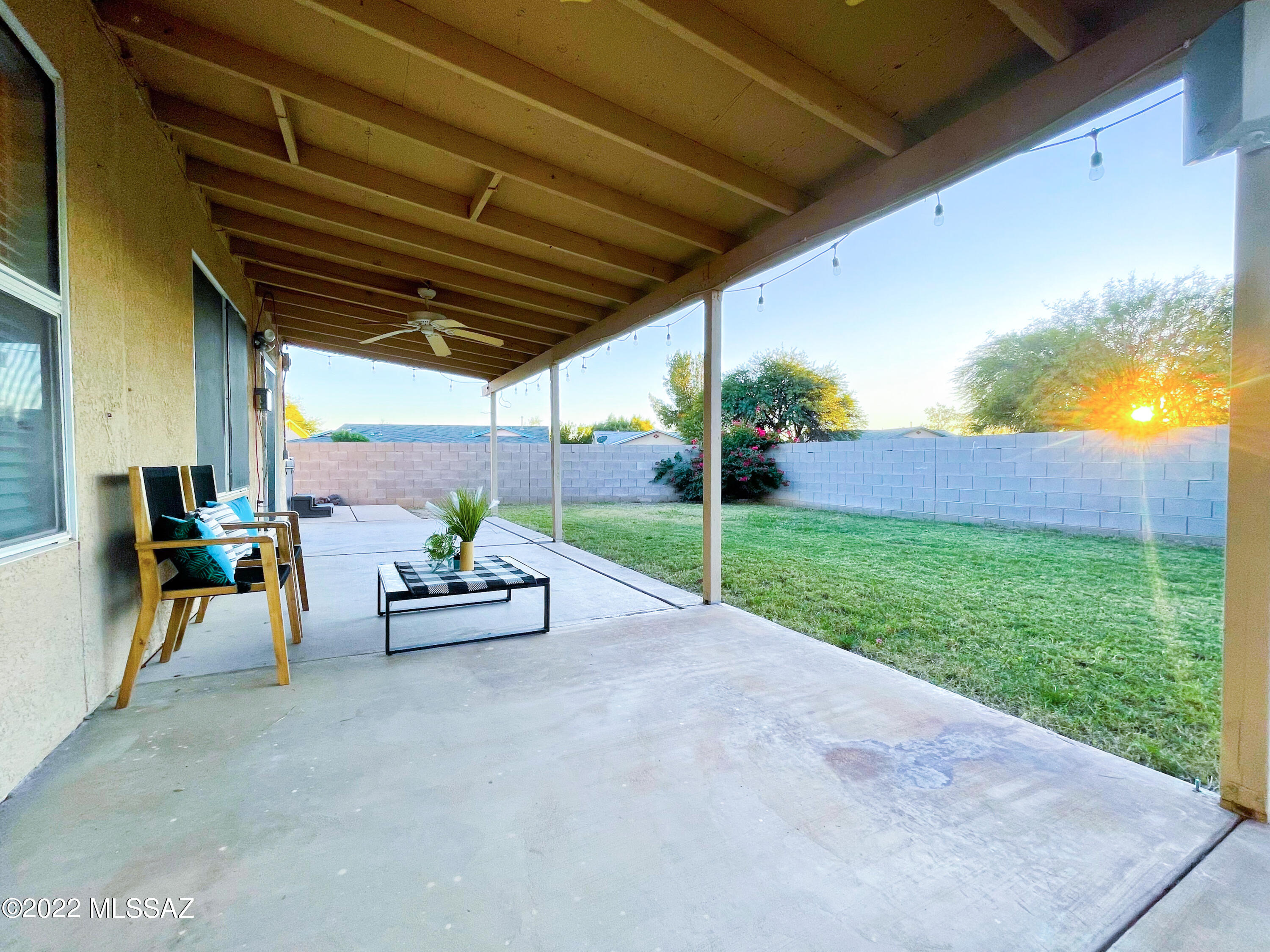 This bright 3 bed 2 bath home offers plenty of space on a great corner lot with a split bedroom plan and includes an office space that could easily convert to an extra bedroom. The living area offers a cozy fireplace for those chilly evenings ahead of us. Fresh paint throughout, water heater, HVAC replaced in 2019 and newer roof installed as well. Solar panels help keep this home cool and minimize your electricity bill! The backyard offers a large covered patio and plush grass to admire. This home could be yours, call today for a private tour!