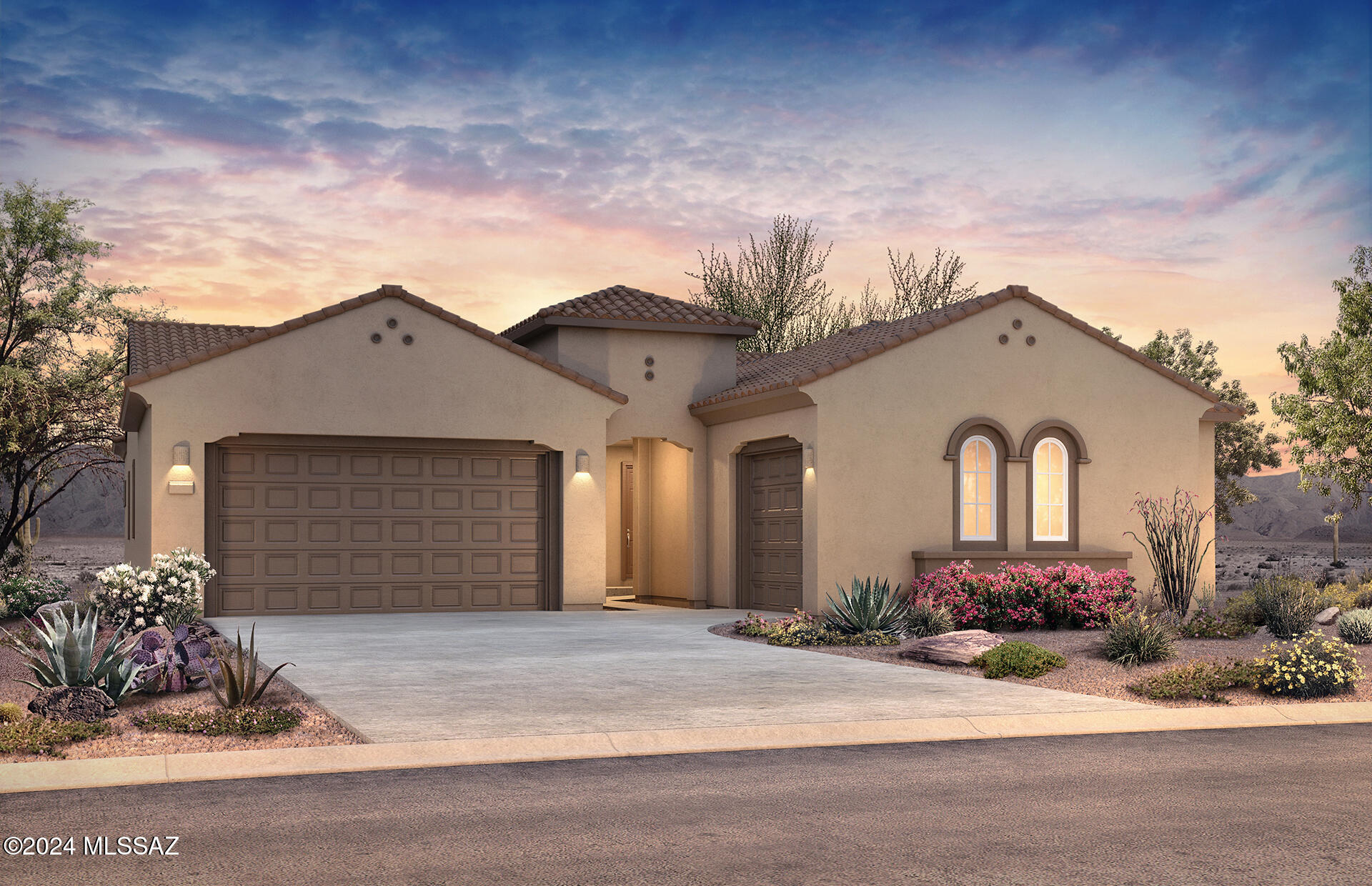 Ready Spring 2025. Discover this spacious 3,313 sq. ft. Pulte home in Oro Valley, featuring the elegant ''A'' elevation  with a charming breezeway and front courtyard. The inviting foyer leads to a den on the left and opens into the gathering room, complete with a large center sliding glass door for seamless indoor-outdoor living.

This 5-bedroom home includes a private suite option, perfectly positioned away from the secondary bedrooms for added privacy. Thoughtful details include 18x18 flooring, Alder cabinets, granite countertops, a tankless water heater, and a standard garden tub in the owner's suite. Plus, enjoy the privacy of no backyard neighbors!

Embrace a home that suits your lifestyle—don't miss this opportunity.
