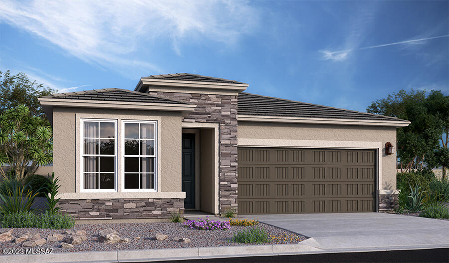 An open layout showcasing a spacious great room, dining area and large kitchen makes up the heart of the inviting Sapphire home design. Dual walk-in closets accent the indulgent owner's bedroom, complete with an attached bath. Three secondary bedrooms and a teen room with adjacent bath make up the rest of this stunning home. Three-car garage and covered patio also included.