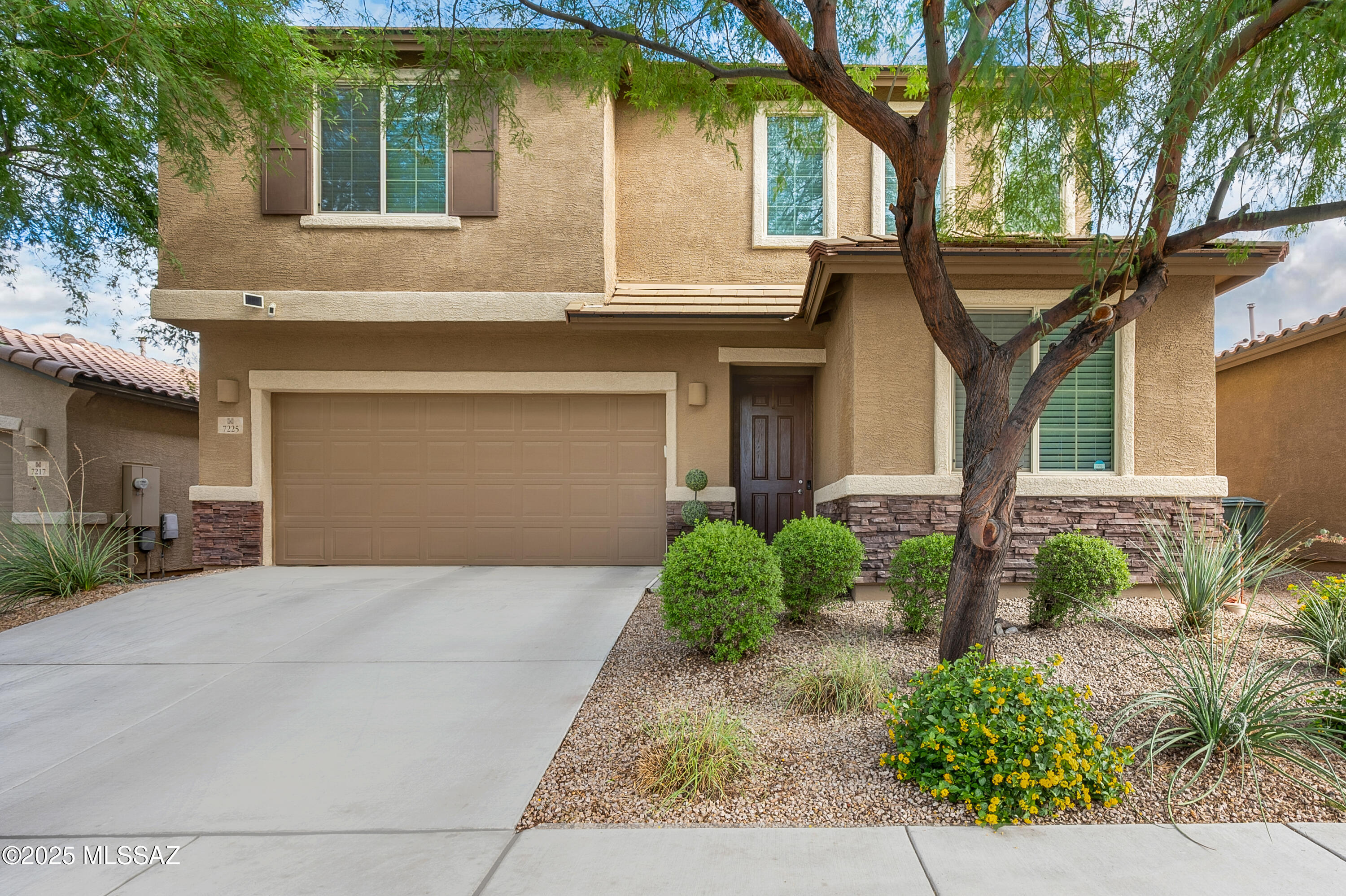 Welcome to La Estancia! Proud of ownership by the original owners. This beautiful bright and open floor-plan offers comfort, style, and energy- efficiency. Spacious 5 beds with sprawling master suite plus three charming bedrooms upstairs and a large loft area that provides additional living space that can be used as a playroom, media room, or home office. Just off the entryway, you'll find a secluded room with a nearby powder room. Towards the back of the home, a great room flows into an inviting kitchen with a huge granite island and adjacent dining room. The family room is lit by the large sliding glass doors to the backyard . Your backyard has a well equipped outdoor space that has easy care turf, pavers, decorative rock, and extended covered patio. Move-In-Ready!