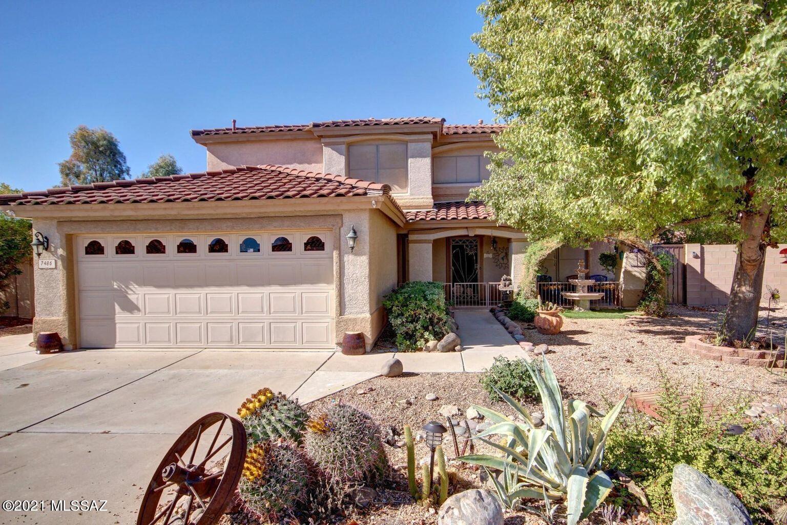 Range Priced. Seller will accept or counter offers b/w $400,000 & $420,000. Gorgeous 5 bed/3 bath (with a pool) home located in the heart of Rita Ranch! This home has so much to offer including: ceramic wood-look tile downstairs, new kitchen cabinets w/ dual pantries, dual 14 SEER HVAC units installed August 2018, solar skylights & Solar Solutions screens on all windows PLUS 42 solar panels installed ensuring low electric bills! All of this PLUS a Backyard Oasis with mature trees, raised brick walls, in-line irrigation system, cartridge pool filter, new pool pump, newly painted exterior, mosaic pool tile inlay, wonderful backyard firepit, sports court, 700 sq ft high-quality grass turf & storage shed & plenty of garage cabinets. This is ''the one''!