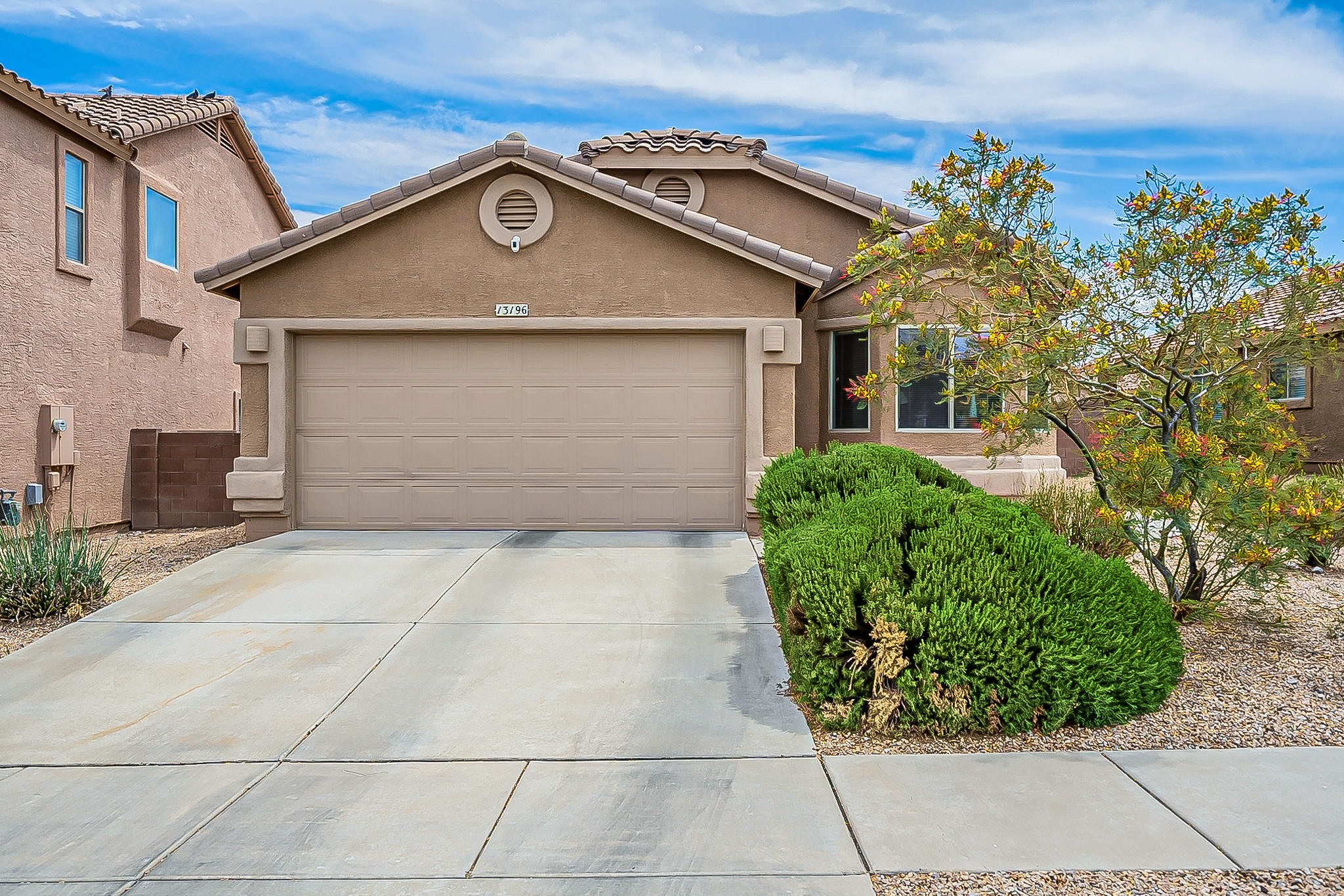 This single story home is 1561 sq ft with 4 bed/2 bath is conveniently tucked away in a mature subdivision located in the Vail School District.  Close to amenities and easy I-10 access. Enjoy the open space, split bedroom plan and relax with loved ones under the covered patio. Home is equipped with stainless steel appliances and a newer water heater.