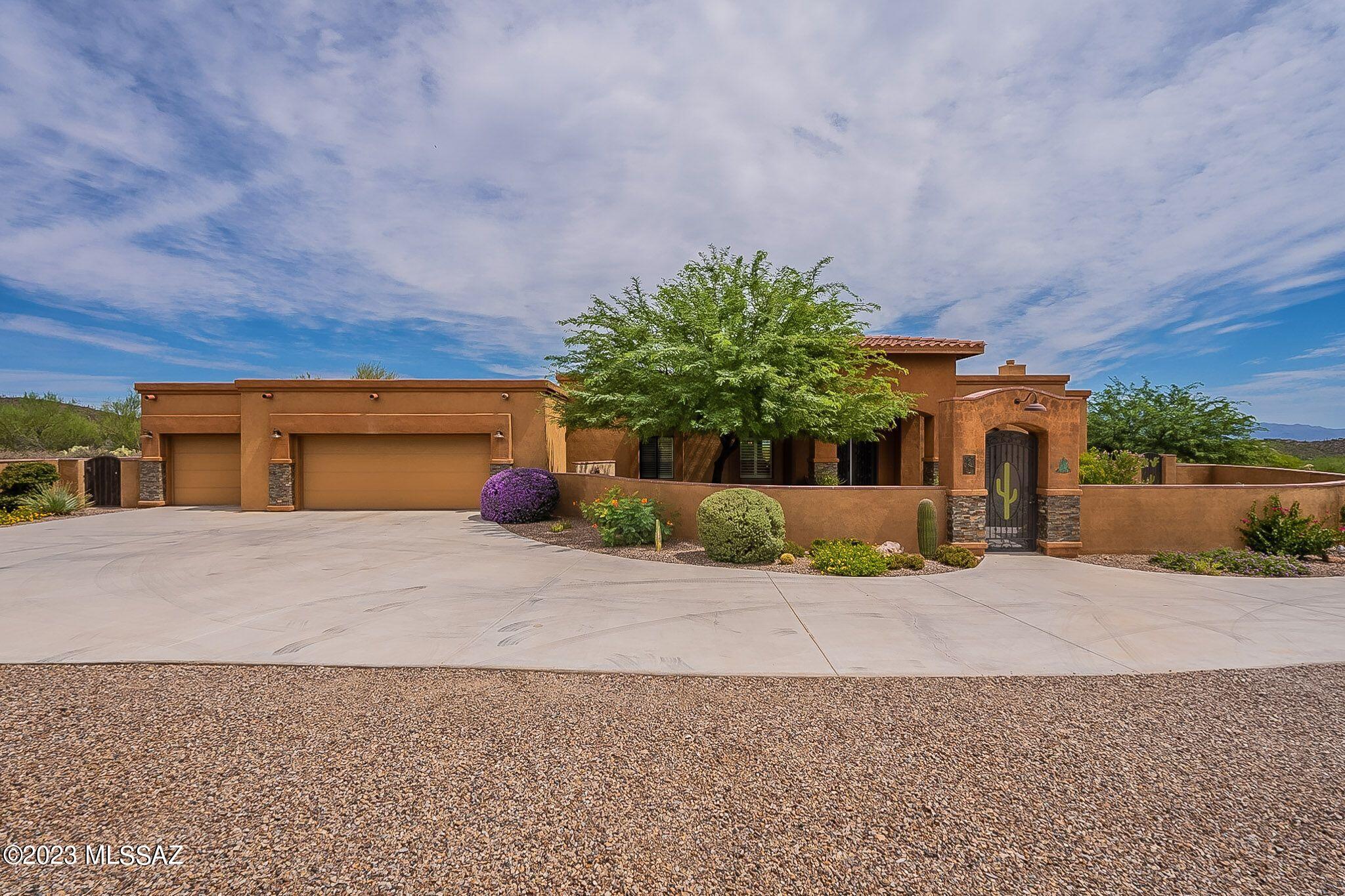 Stunning 2017 custom-built home located on 3.3 acres in the premier sub-division of Saguaro Cliffs . This beautiful home features 3 beds,4 baths, with over 3,800 sq ft of living space. Each bedroom has it's own private suite and a spacious open-floor plan perfect for entertaining. Gourmet kitchen with 2 large walk-in butler pantries, over-sized formal dining area, great room w/fireplace and a large den with an extended office area. Owner suite features mountain views and walk out patio. Large buildable backyard if you want to expand and/or add a pool.
Perfect location for those who are looking for a private but luxurious home near one of the most beautiful National Parks in the U.S. with trails and towering saguaro cactus, lush desert landscape, and breathtaking mountain views.