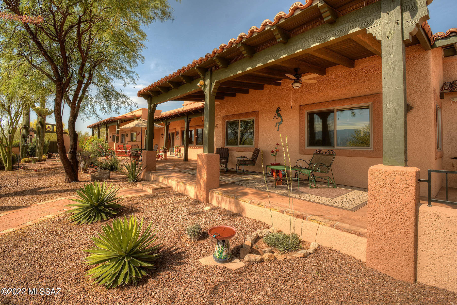 This Hacienda-style property enjoys superb, unobstructed Santa Catalina & Rincon Mtn vistas from a lush desert setting. The home is a haven of peaceful, privacy with beautifully landscaped,enclosed yard & pool areas complementing the building's architecture & its desert surroundings. Thoughtfully designed & constructed to blend into its setting,this home maximizes the benefits of a wonderful location. With spacious bedrooms, en-suite bathrooms and attached casita, this home is ideal for large/extended families a/o remote working scenarios.