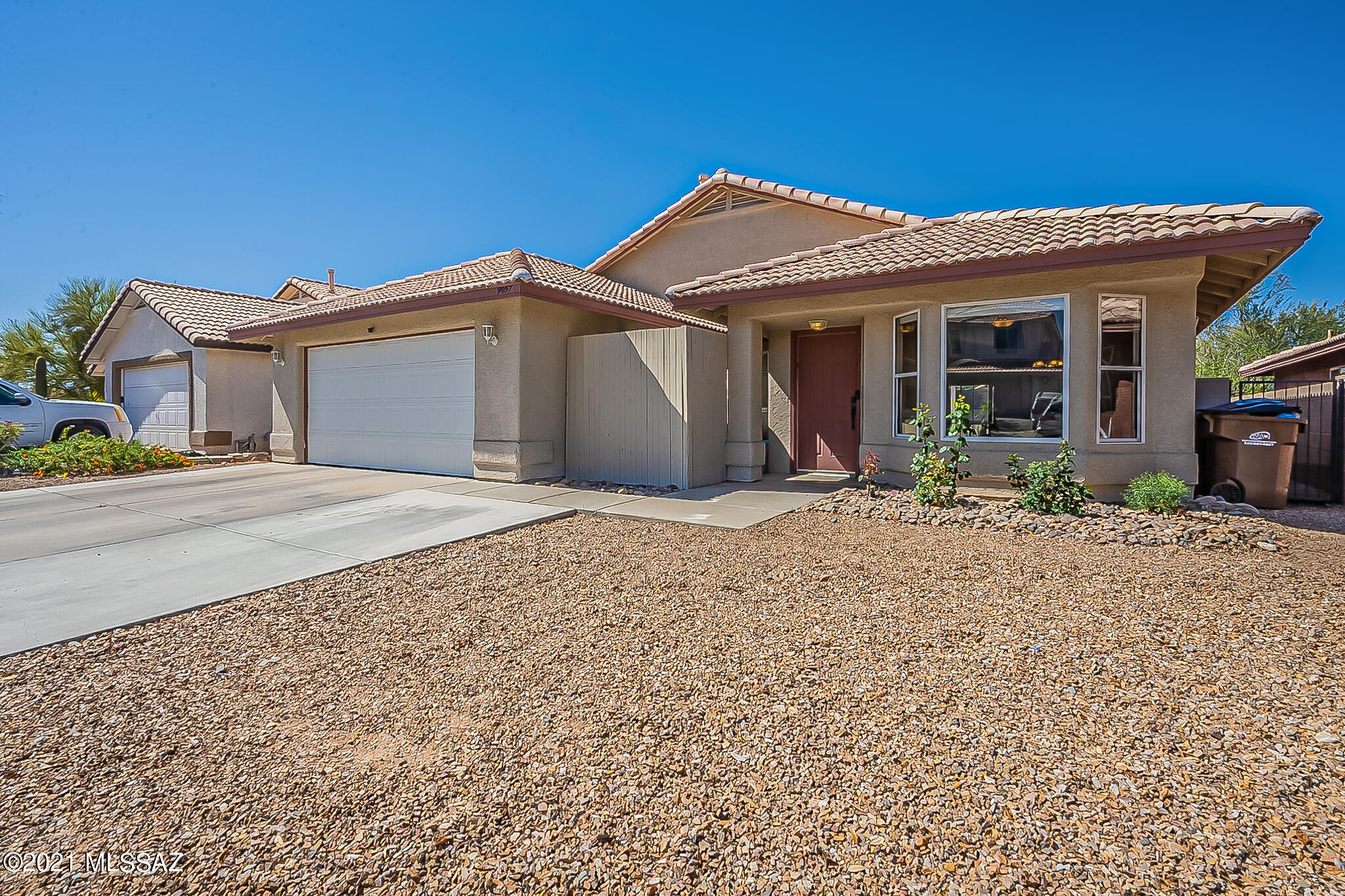 No HOA for this small 51 site Countryside Crossing subdivision. This 3/2 has a den in addition to the living room/dining room and a huge great room. There is a built-in dining set in the updated country kitchen that will convey. The distressed kitchen cabinets have matching window shutters and a farmhouse style island with breakfast bar. The framed recessed TV mount above the stacked stone fireplace in the spacious great room provides a sleek TV viewing area. The backyard is low maintenance with a covered patio and extra patio slab. Block wall surrounds with a large mesquite trees for shade. Both full baths have dual sink vanities and the primary bath has been beautifully updated with a HUGE walk in shower with two rain heads. Two car garage and extra parking slab.
