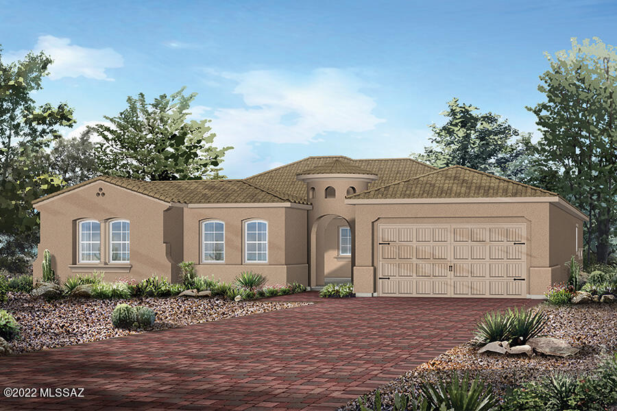 Gorgeous Tortolita plan features Spanish style elevation. This home is a dream with 4 bedrooms, 3 full baths and a powder room, Teen Retreat, dining area, mud room, 3-car tandem garage, large front courtyard and covered back patio with a 20' slider system! Gourmet kitchen includes: 36'' gas cooktop, electric oven, built-in microwave, granite counters, upgraded cabinets w Pots/Pans drawers, Recycle center and LED under cabinet lights, tiled backsplash & walk-in pantry. Owner's suite offers huge walk-in closet & tiled walk-in shower with spa niche. Additional features include: coffered ceiling in dining area & Owner's suite, base laundry cabinet with sink, 2-tone paint, gas BBQ stub-out & more! Photos are of MODEL HOME. See photos for Design color selections