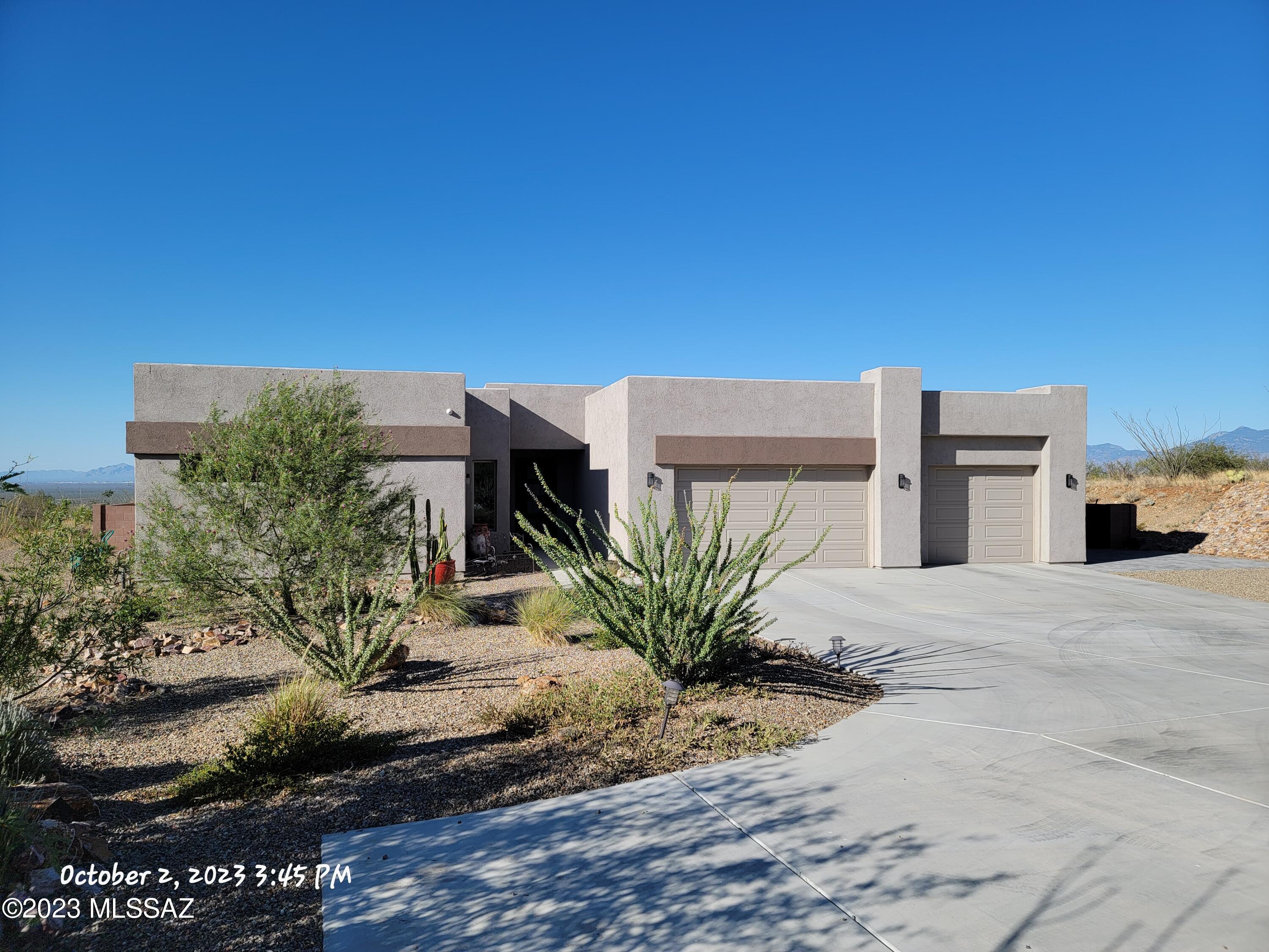 Nestled in the Santa Rita foothills of Ocotillo Preserve on over 4 acres of unobstructed 360 degree mountain and city views. Perfect for watching sunrises, sunsets & monsoon storms. This stunning, energy efficient home,  2 yrs new, offers over $200,000 of high-end upgrades. Kitchen w/ large island, walk in pantry, 5 burner gas cooktop. Three bedrooms, all with large walk-in closets, 2 
 1/2 baths, office and bonus room! 12ml luxury vinyl plank flooring that is water proof & scratch resistant. Carpeted bedrooms. Resort-style backyard offers heated saltwater pool & spa, artificial turf, silver travertine patio with natural gas firepit, 32'' natural gas grill w/bar seating shaded by a louvered  pergola. Insulated 4 car tandem garage w/4ft extension, epoxy floors, heated/cooled w/mini-split. Entire home has a softening and purified water system. Decorative gravel surrounding home. Tons of storage. Drip system front and back. Trees and desert plants. Why build? This home is ready and waiting for you.
Another bonus.. the sought after Vail School district!
Under contract but seller willing to look at backup offers. Thank you.