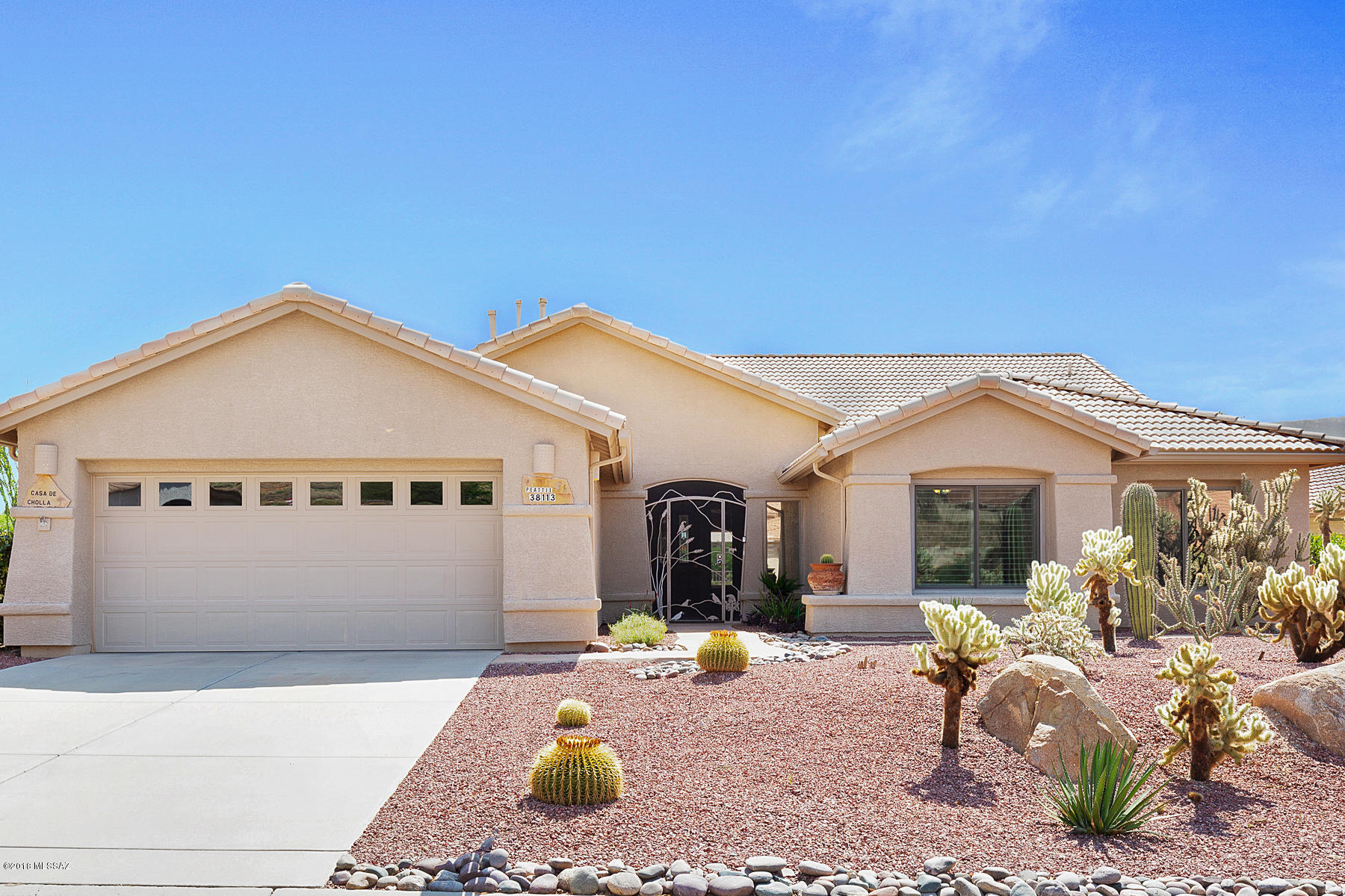 Beautiful Golf Course Property located on Hole #17 MountainView Golf Course.  Outstanding
East Facing Mountain Views. Montana with 3 Bedrooms plus Den.  Back Porch has been Remodeled with Beautiful Wood Plank Vaulted Ceiling.  Large Outdoor Kitchen, Flagstone Patio,
Kiva Fireplace with Rotunda Seating.  Backyard
Ready to Entertain a Crowd of Friends. SaddleBrooke is Robson Resorts Premier Active 
Adult Community offering 63 Holes of Golf, Restaurants, Swimming Pools, Fitness Centers, Desert View Preforming Art Center.  Everything
Here Ready for You to Enjoy.