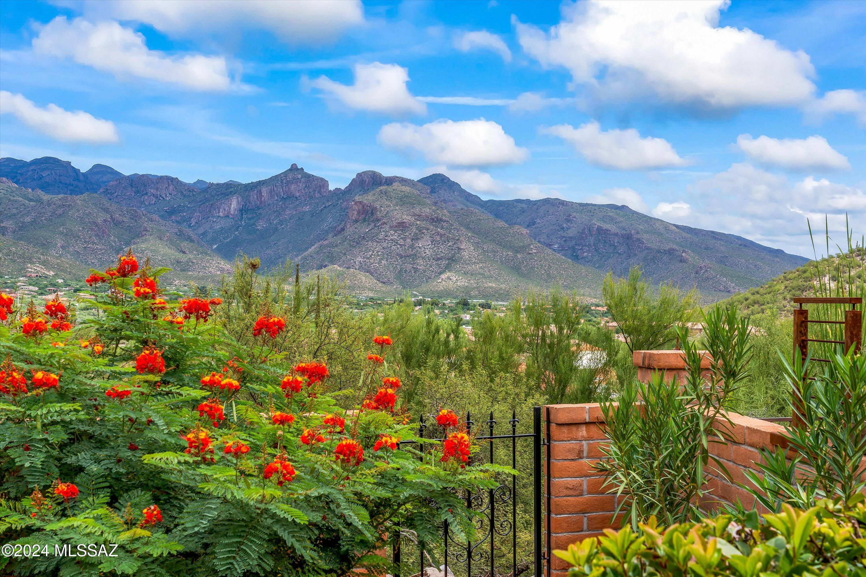 The mountain views say it ALL! Enjoy  morning sunrise and afternoon shade. On the most desired street for Catalina Mtn, Ventana & Sabino Canyons & Rincon Mtn views. Preferred Miramar floorplan ready for new owners...great condition as it is but room for putting owners own personal taste on the home. High ceilings, skylights, gas Beehive FP, full wrap covered patio (back, side and corner). Neighborhood sidewalks for those daily walks. Community clubhouse, 2 pools/spa & tennis.  Welcome home to Fairfield!