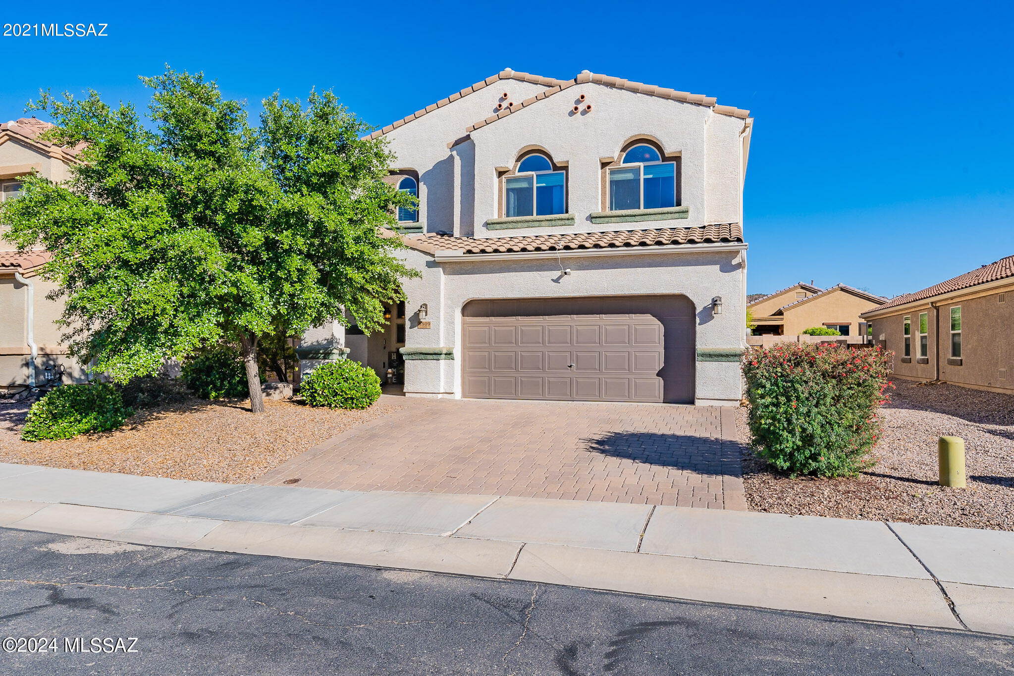 Motivated seller relocating out of state for work! This expansive home boasts nearly 3000 sqft of luxurious living space, featuring 4 spacious bedrooms and 2.5 bathrooms. The main floor presents a welcoming foyer leading into a great room with a dining area, modern kitchen with stunning granite countertops, and a large breakfast bar. Additionally, you'll find a versatile office/den, extra-large laundry room, and a half bath. Upstairs, the massive owner's suite is a true retreat, with double doors into a private foyer with the bedroom to the left and a giant en suite to the right featuring two large his & hers walk-in closets, a tiled walk-in shower, granite counters, dual sinks and a huge built-in vanity. Three more generously sized bedrooms and a versatile loft space provide ample room for relaxation, play or study. Step outside to enjoy two covered patio areas surrounded by beautiful flowering trees and bushes. A storage shed provides extra space for your needs. The home also includes irrigation for low-care plants, dual-zoned AC/heat, in-home fire sprinkler system to keep insurance costs down and provide peace of mind, as well as water filtration/water softener systems. The HOA amenities are top-notch, including a gym, multiple parks, two pools, and soon-to-be-added features like a new dog park, a full basketball court, and a sand volleyball court. Conveniently located with easy access to I-10, grocery shopping, and schools, this home offers the perfect blend of comfort, style, and community living. Don't miss out on this fantastic opportunity!