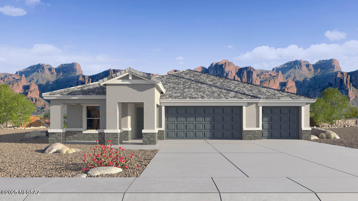 Stunning 4-bed, 3-bath home in the sought-after Saguaro Bloom community! Enjoy mountain views, soaring 9' ceilings, quartz countertops, and a chef's kitchen—perfect for entertaining. Energy-efficient features include a tankless water heater and spray foam insulation. A spacious 3-car garage adds convenience. Saguaro Bloom offers a vibrant lifestyle with a heated pool, gym, clubhouse, parks, and scenic trails. Don't miss this blend of comfort, style, and desert beauty—schedule your private showing today!