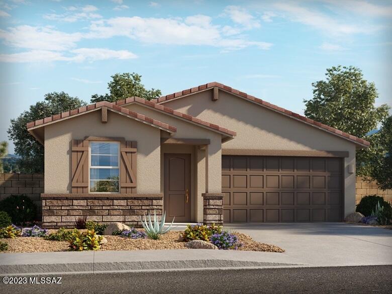 Brand new, energy-efficient home available by Feb 2024! The corner pantry and sprawling kitchen island offer generous space for storage and prep. Slate cabinets with dusty white granite countertops, stone-look tile flooring and warm beige carpet in our Calm package. Visit the La Estancia - Arcadia community in Tucson, Arizona, located in the sought-after Vail School District and is perfect for both families and professionals. Enjoy the pool, splash pad, and multi-use field nestled in mature landscaping. We build each home with innovative, energy-efficient features that cut down on utility bills so you can afford to do more living.*  Each of our homes is built with innovative, energy-efficient features designed to help you enjoy more savings, better health, real comfort and peace of mind.