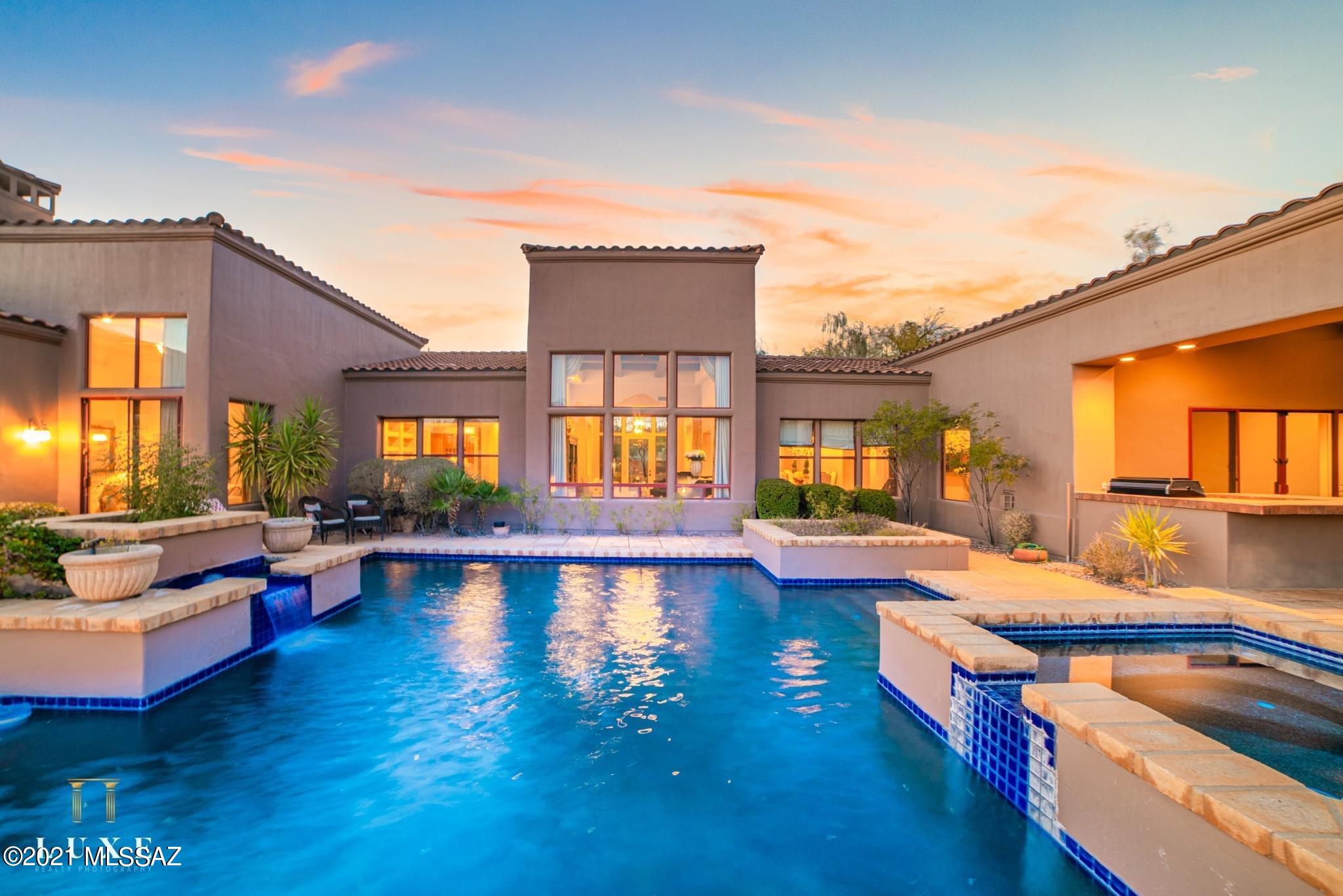 Incredible  Tuscan style home with majestic views in Honey Bee Canyon Estates! A lovely courtyard welcomes you as you enter this beautiful home. Stunning doors that open into the formal living room with picture windows to showcase Mountain views! It boasts of a formal dining, family room and a huge kitchen  that is a chef's dream . Granite counter tops with Viking appliances.  Master retreat features a sitting area and a grand master bathroom! Two other generously sized bedrooms with bathrooms. There is a library/den that can easily be used as a fourth bedroom.  The backyard features multiple entertaining areas and a large pool with spa.  So many amazing features, all listed in attached documents.