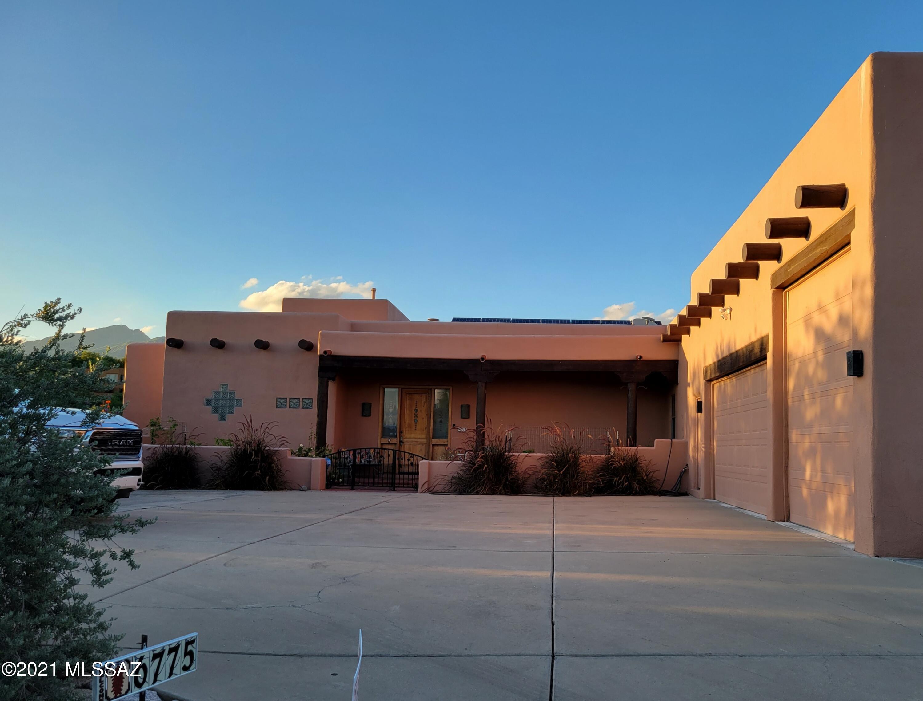 Vibrant Resort Style Santa Fe home, complete with swimming pool, tennis court, wine cellar, home gym area, rose garden and greenhouse. Recent kitchen gourmet remodel, gas stove, double ovens, granite counters and stainless appliances. Enlarged concrete parking area for guests. Floor tile throughout. 3 Br plus extra den/office room.  Transferrable solar lease.