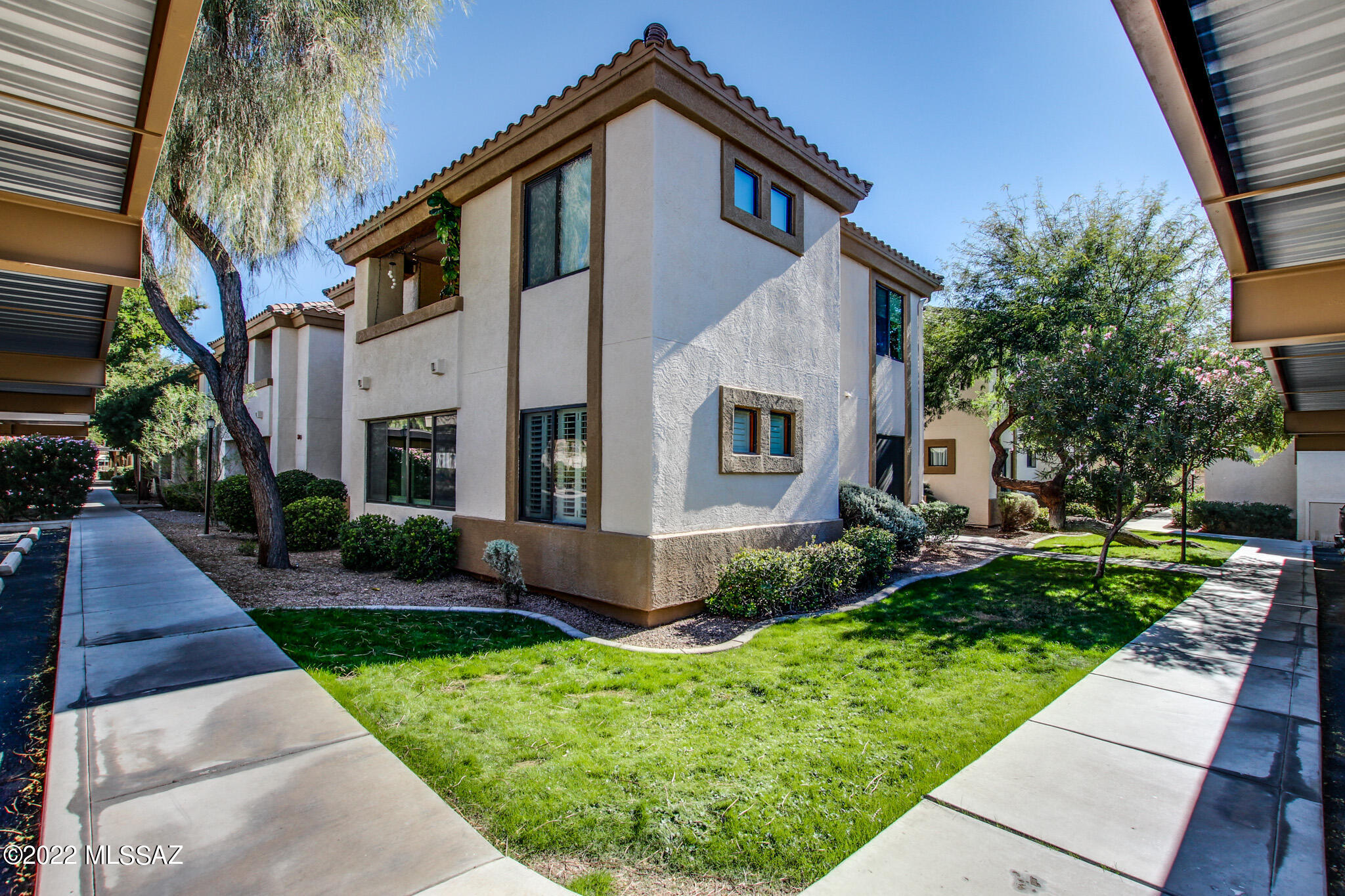 Fully furnished beautiful condo in the Villas at Hacienda Del Sol! This Move-In ready home features High ceilings and an open, well flowing floorplan, Tile floors and soothing color palette, cozy fireplace, formal dining room and 2 year old HVAC. The Galley kitchen has granite countertops, beautiful wood cabinetry, stainless appliances, and a pantry cabinet. Master en suite includes a private bathroom with shower, walk-in closet, and balcony access with Mountain views. Community boasts exercise facilities, refreshing pool and spa, common areas and gated entry. Don't miss this great opportunity!